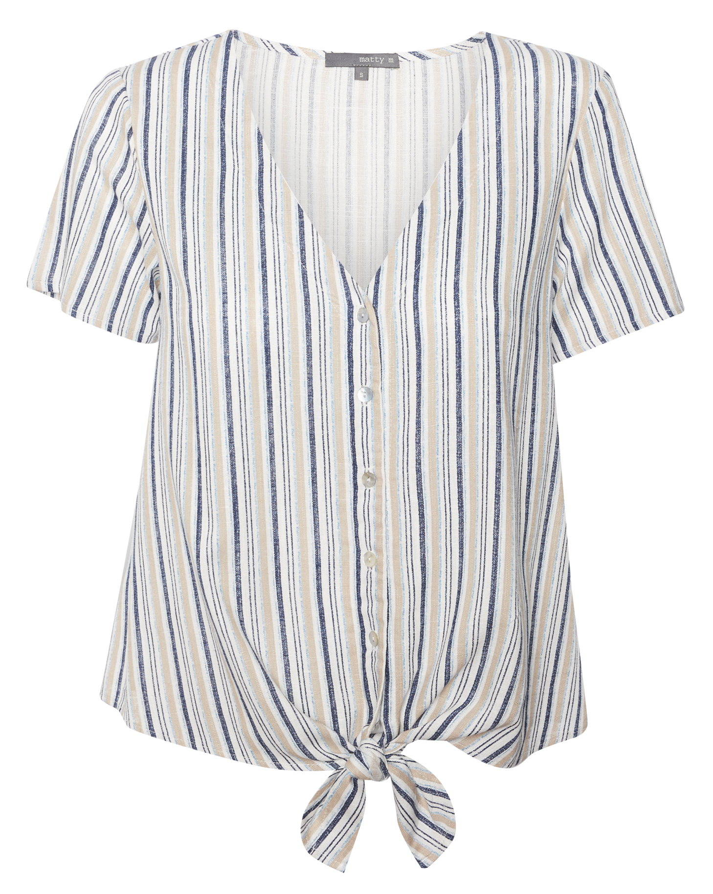 Matty M Front Knot Striped Top