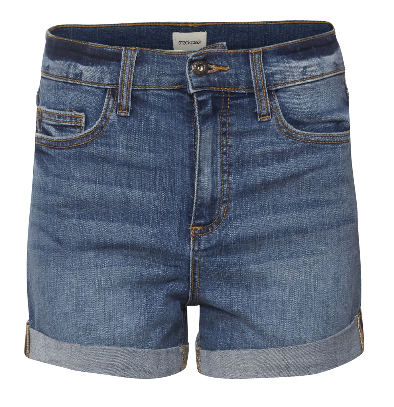 Sneak Peek High Rise Cuffed Denim Short