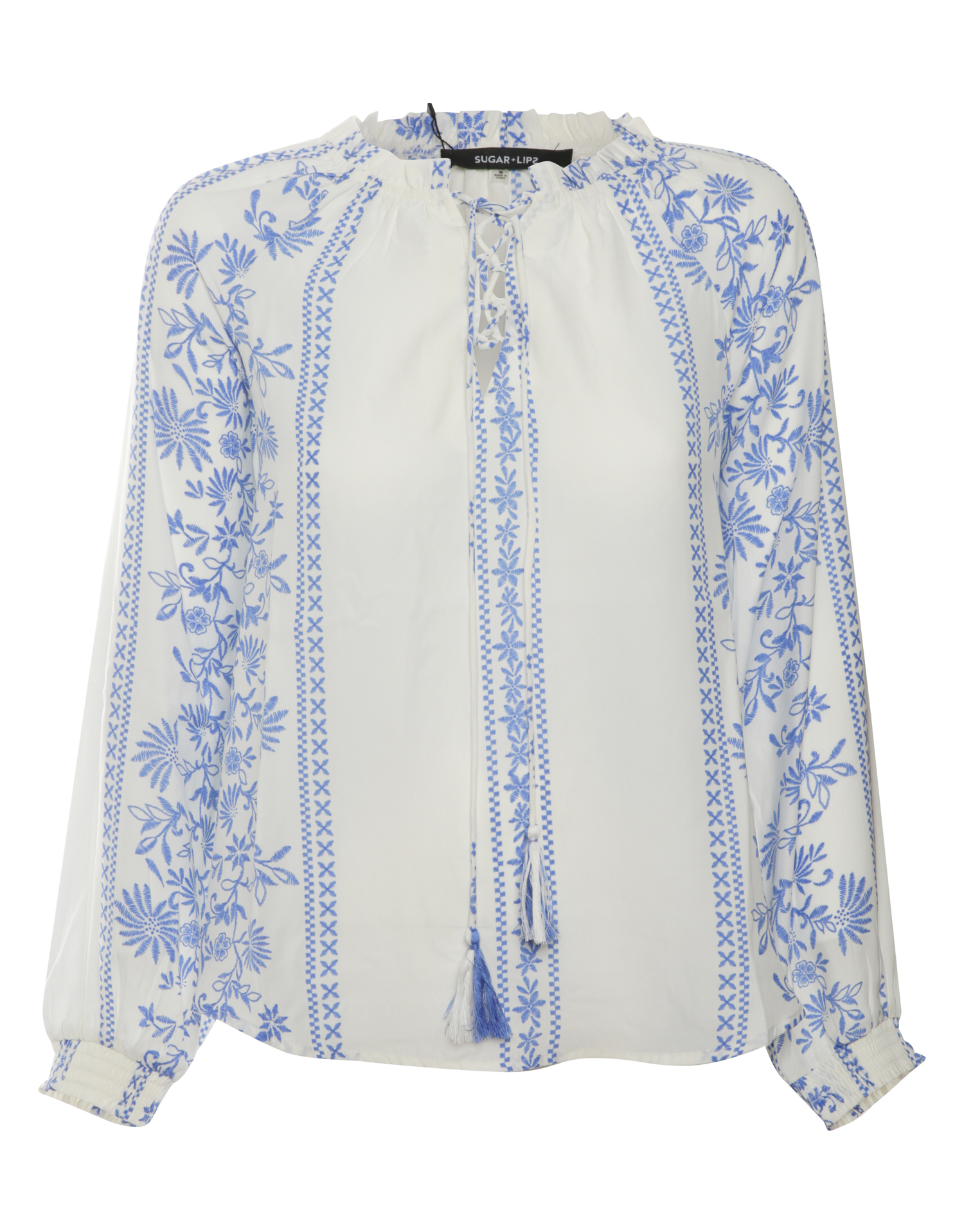 Split Neck Long Sleeve Top