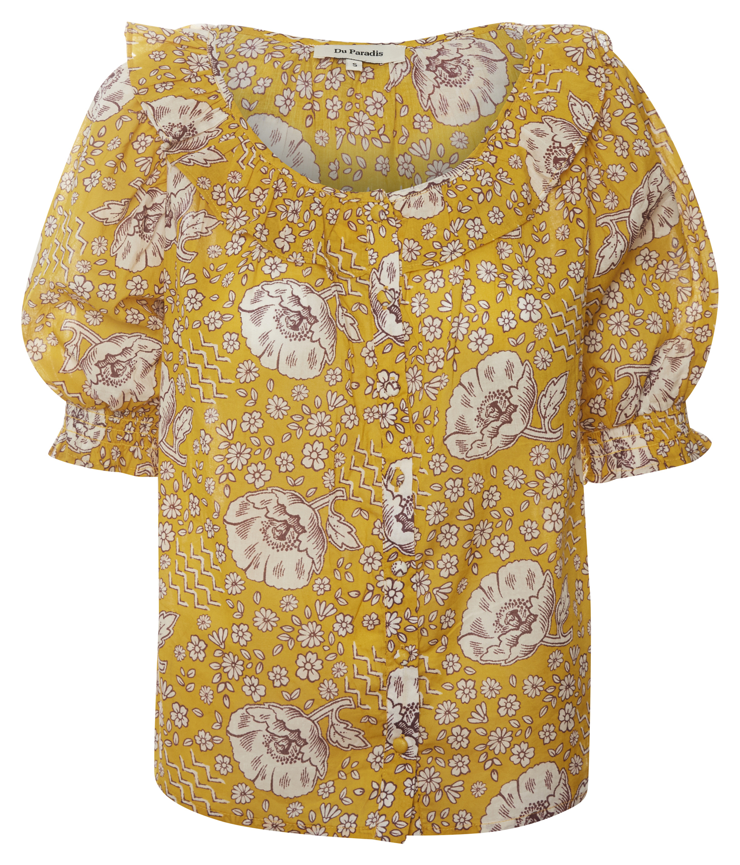 Du Paradis Smocked Sleeve Printed Top