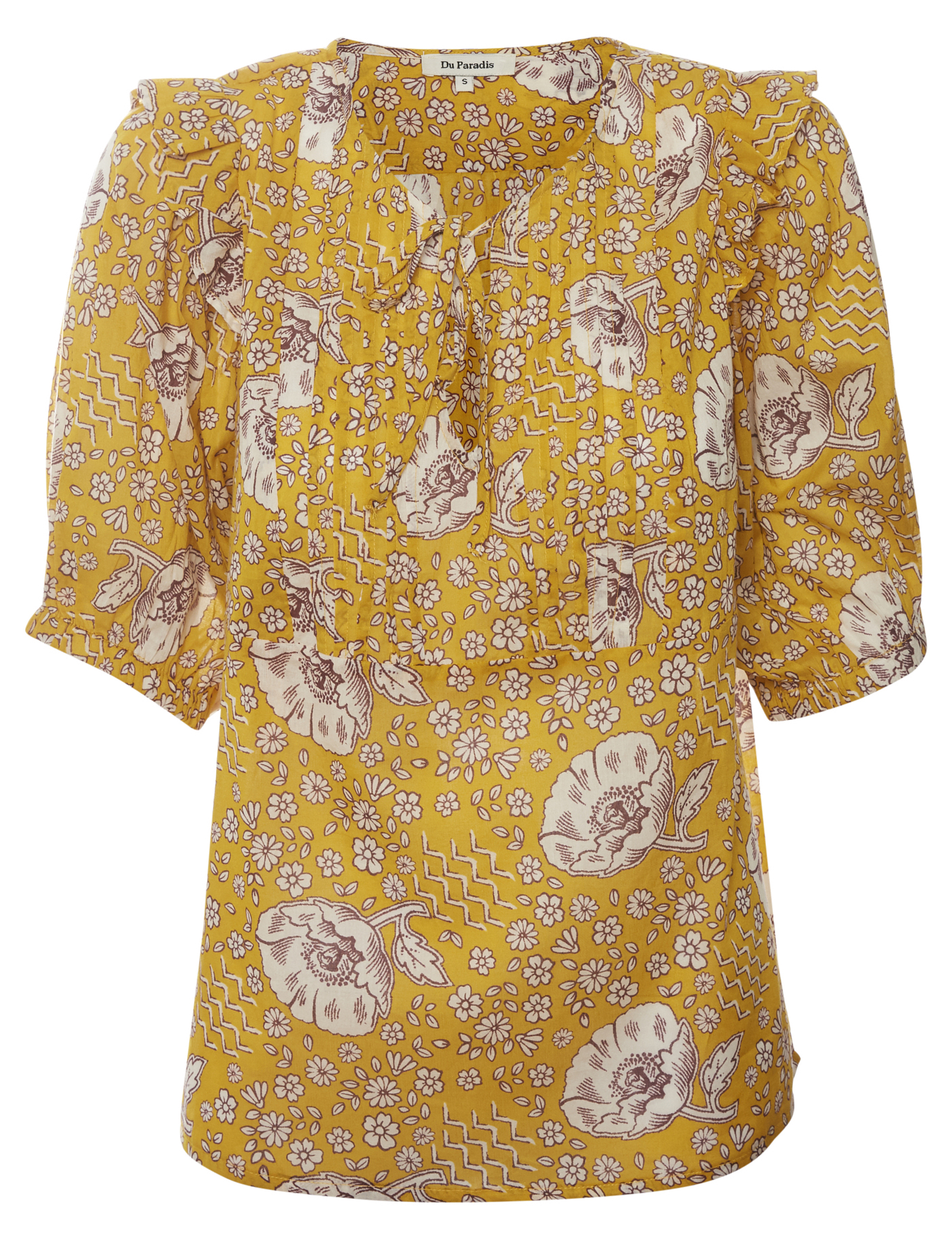 Du Paradis Split Neck Printed Top