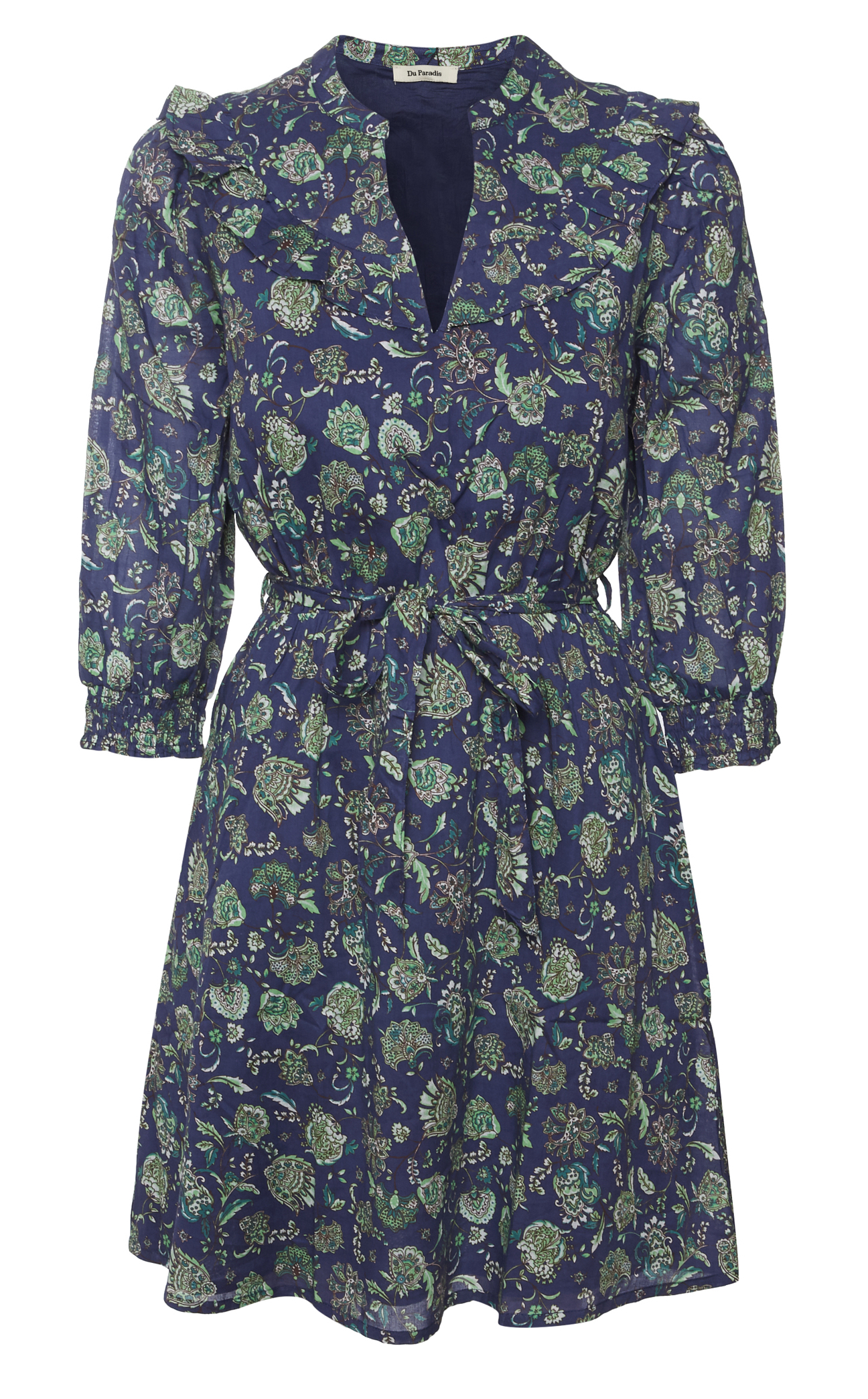 Du Paradis Printed Waist Tie Dress