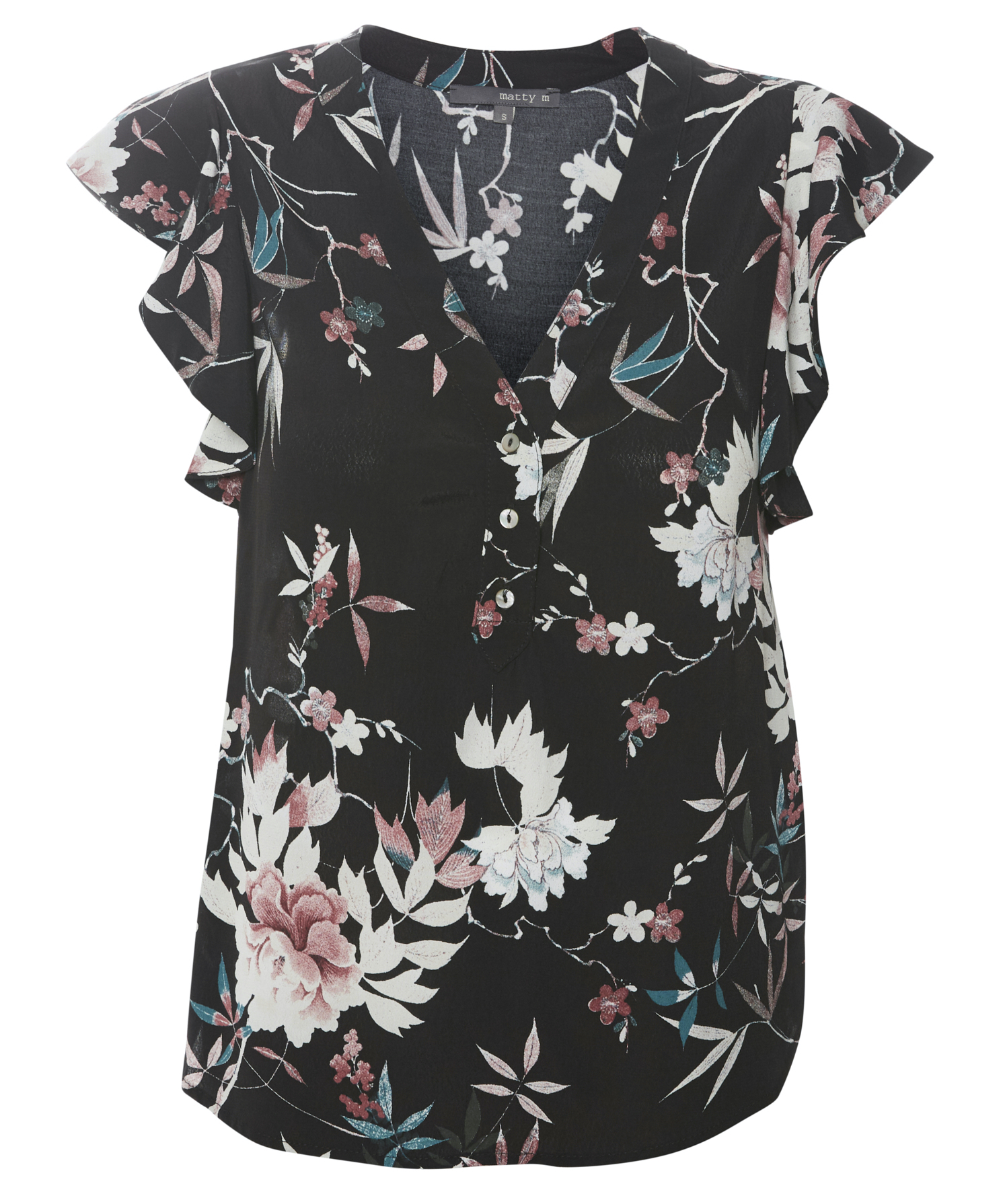 Matty M Flutter Sleeve Printed Top