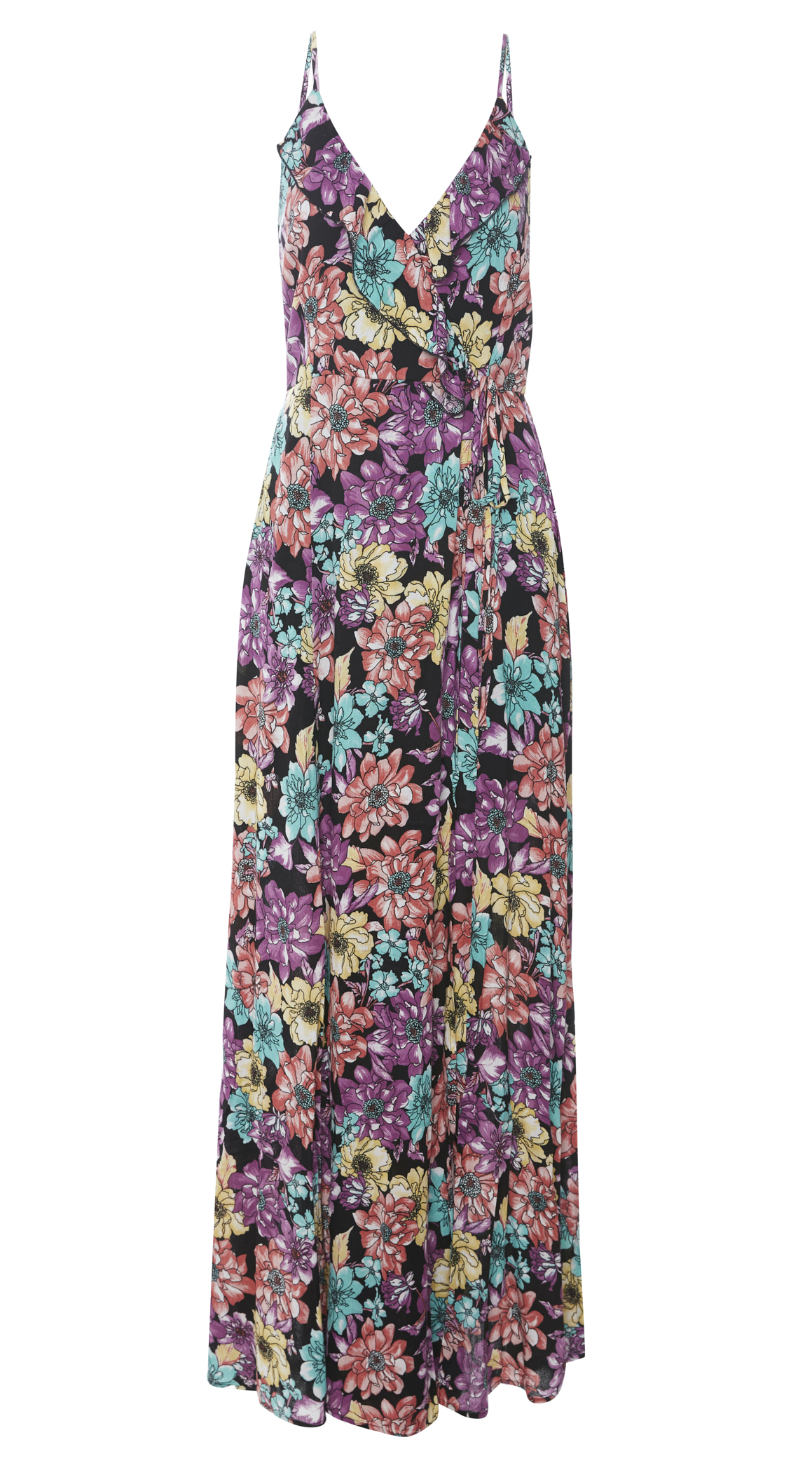 Sleeveless Faux Wrap Maxi Dress
