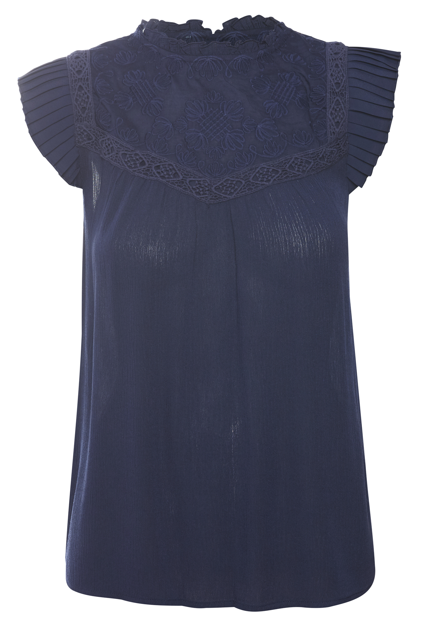 Democracy Pleated Sleeve Mixed Media Top