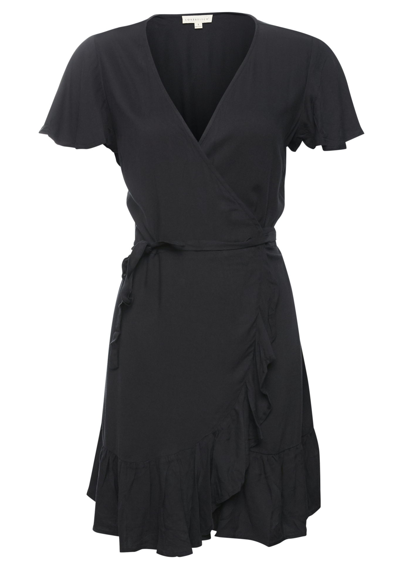 Flounce Sleeve Wrap Dress