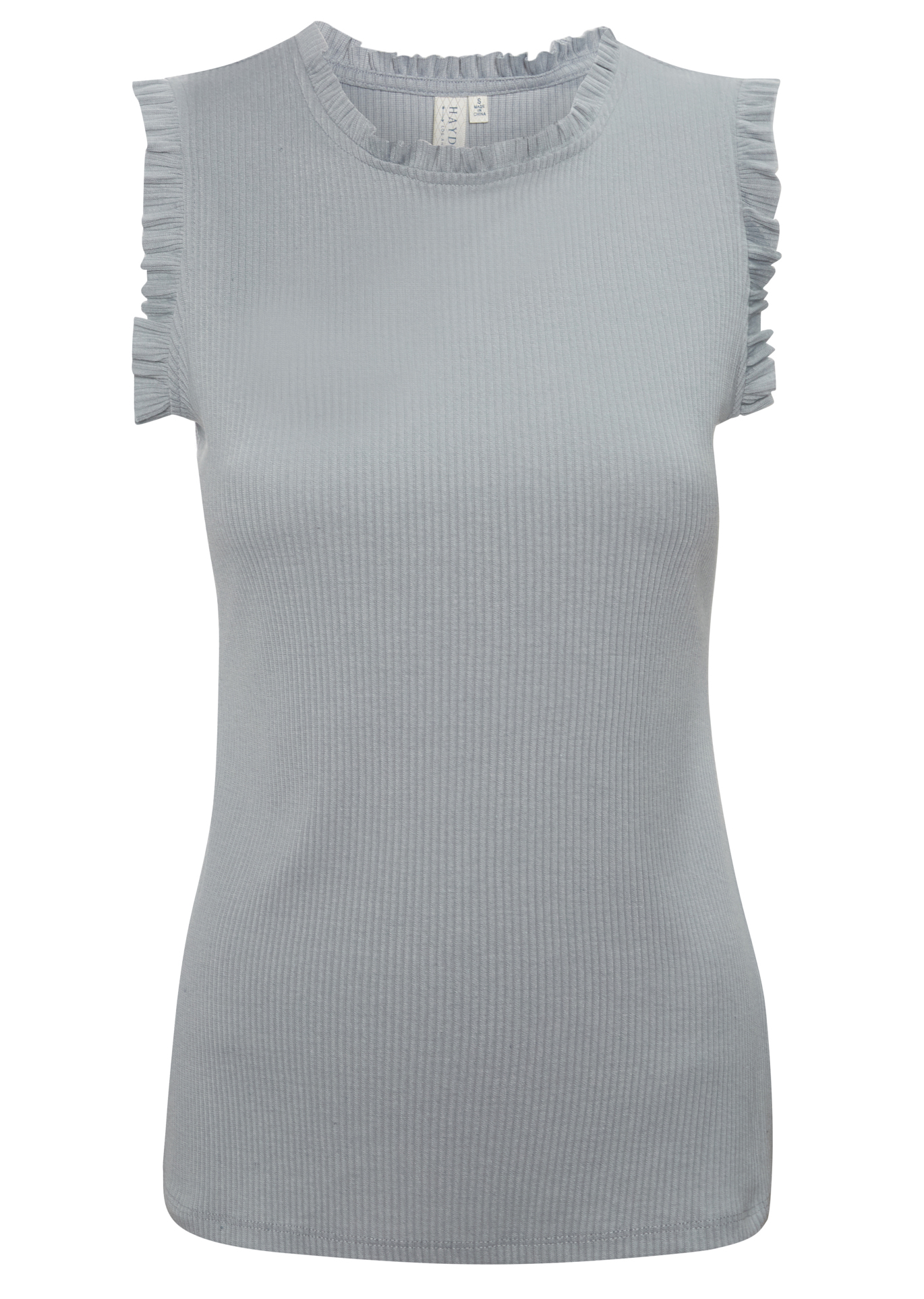 Ruffle Detail Ribbed Knit Tank