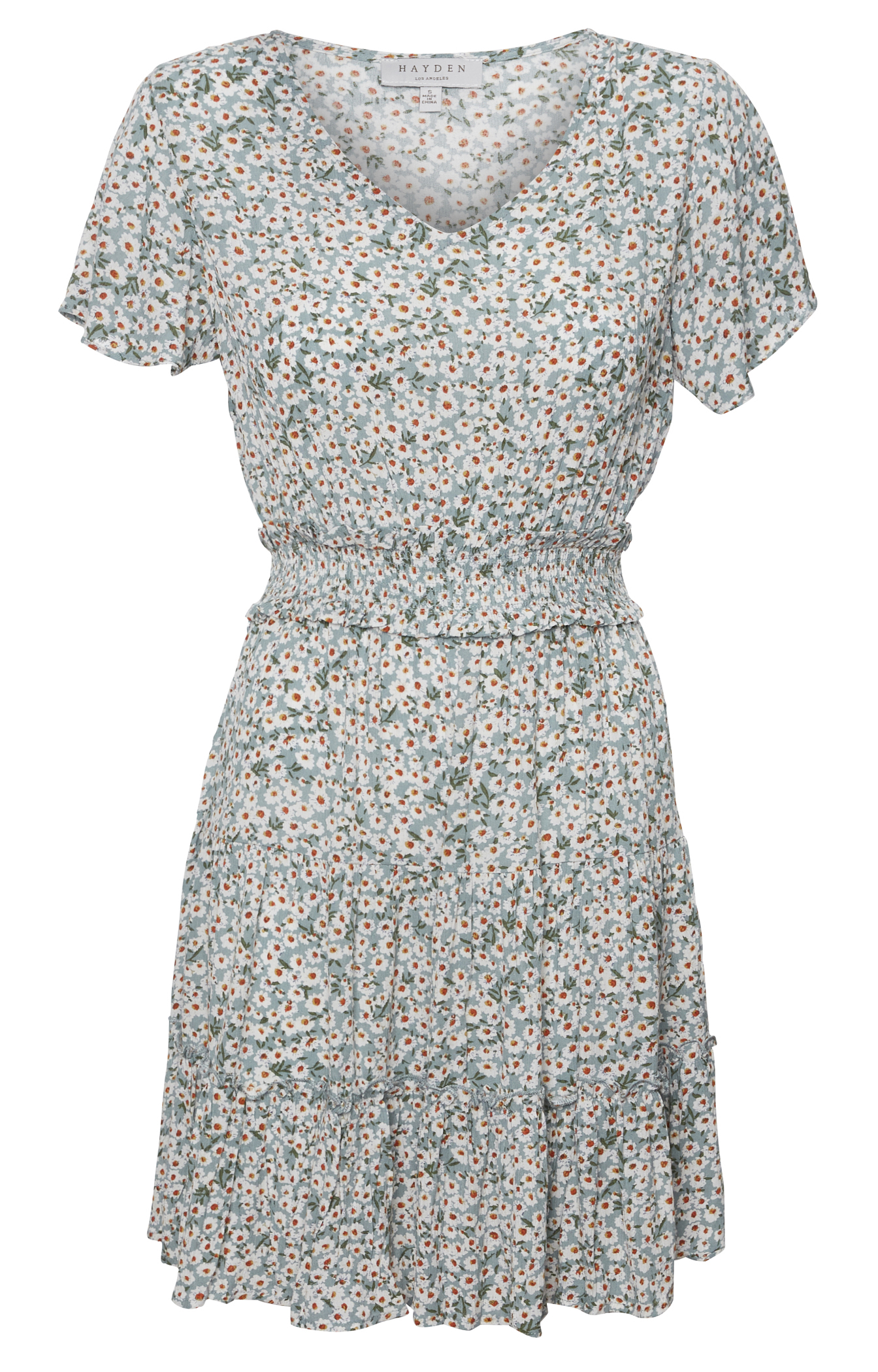 Smocked Waist Floral Short Sleeve Dress
