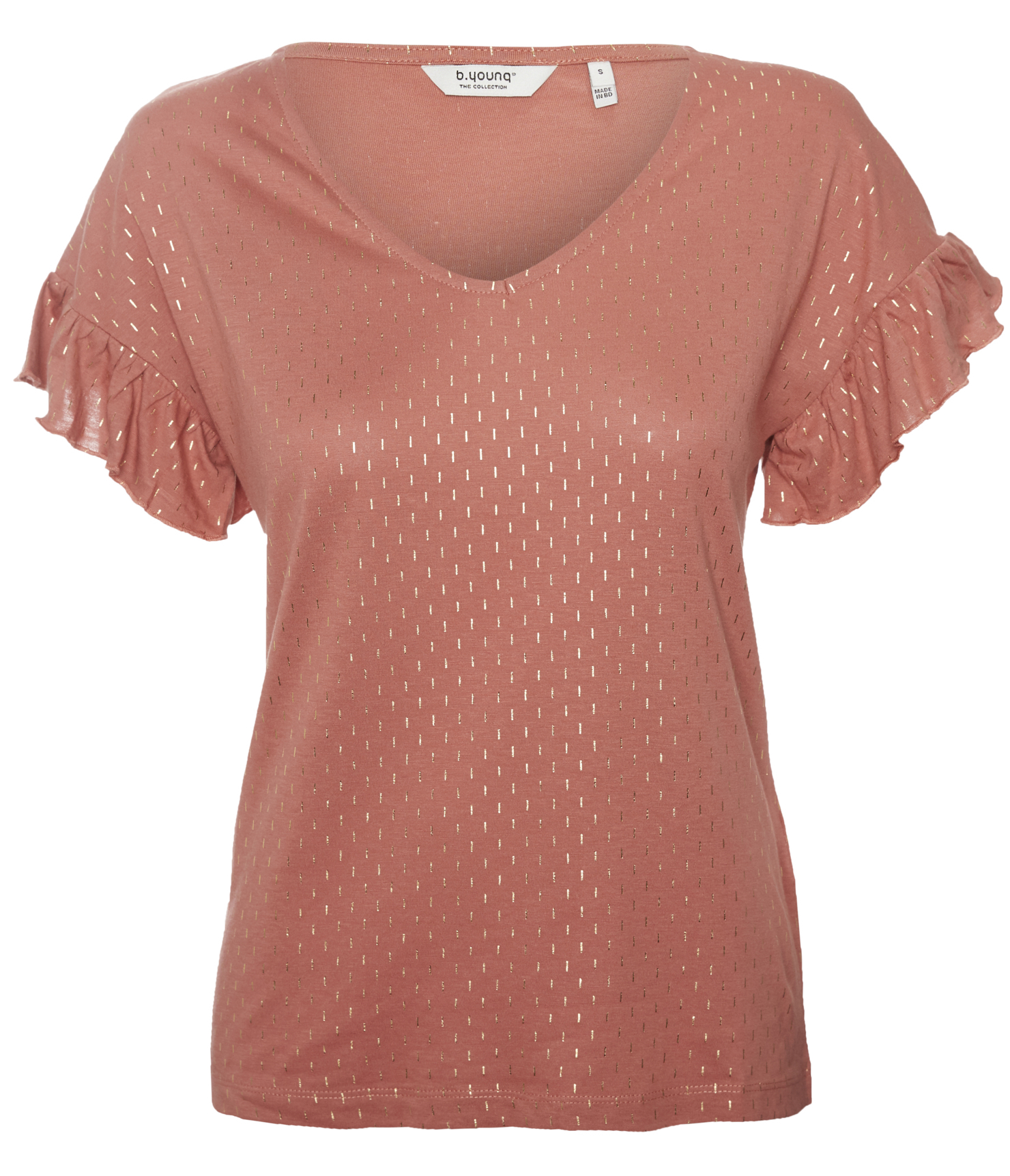 B. Young Ruffle Sleeve Metallic Detail Top