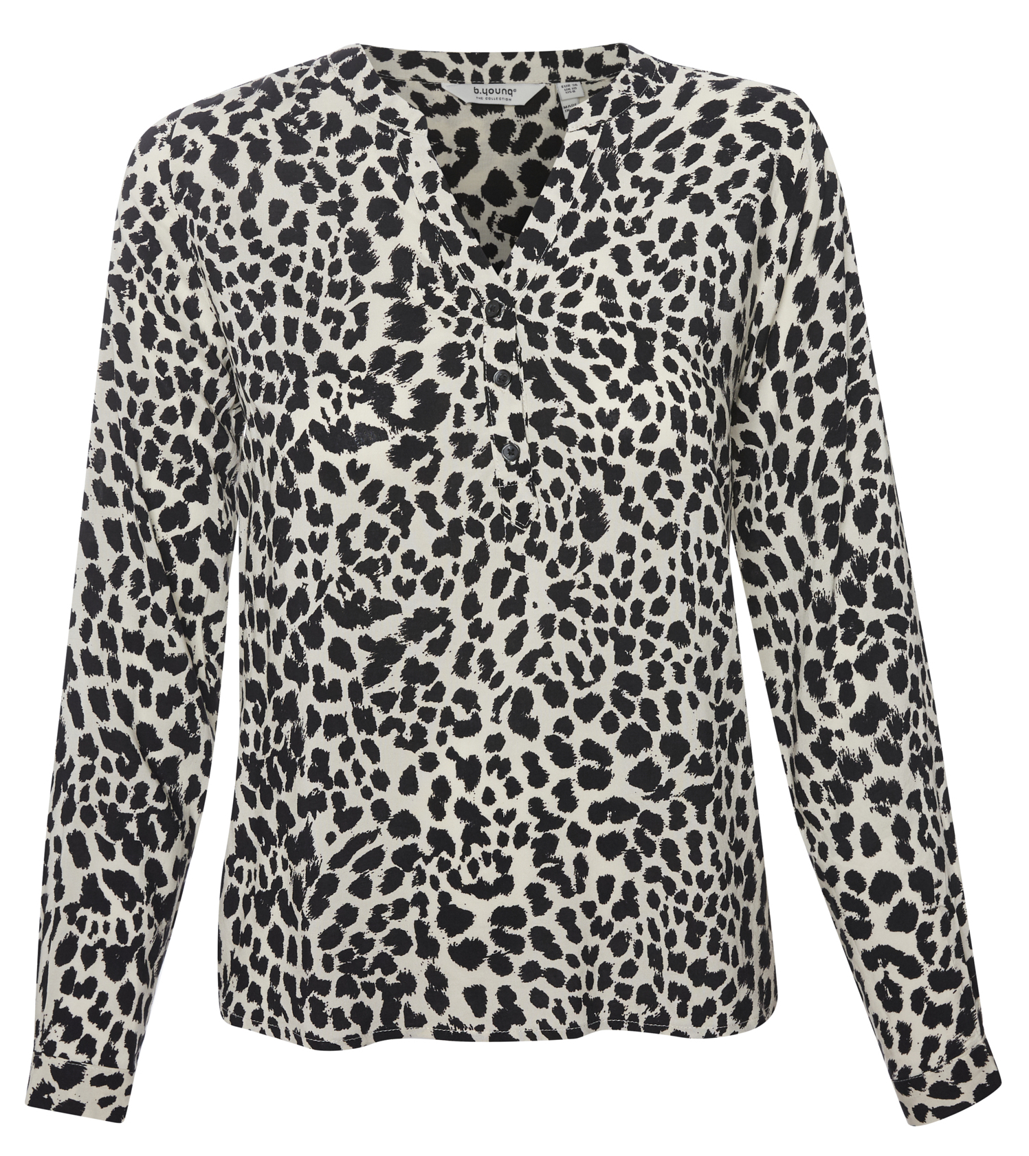 B. Young Split Neck Leopard Print Blouse