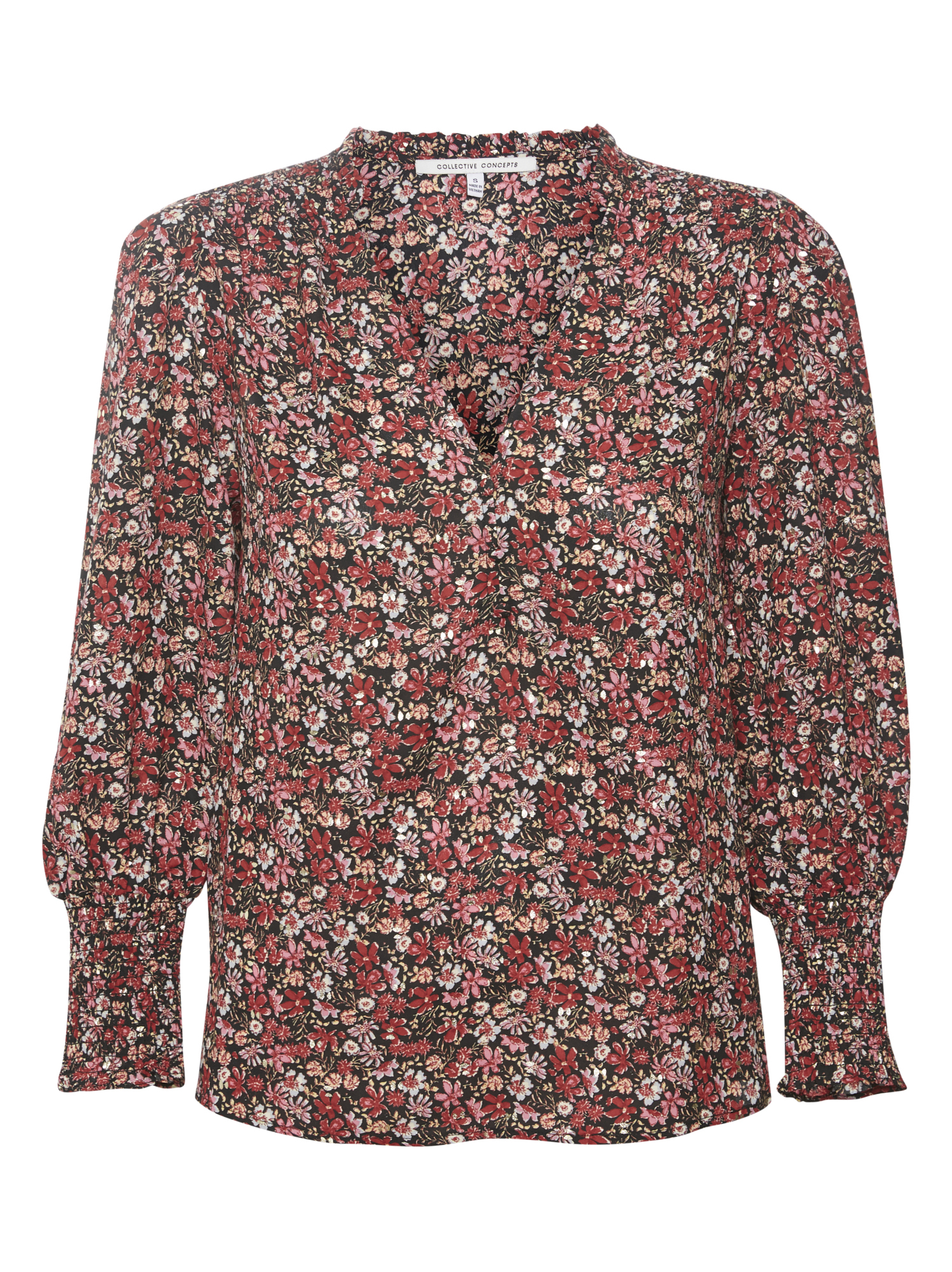 Collective Concepts Long Sleeve Printed Blouse