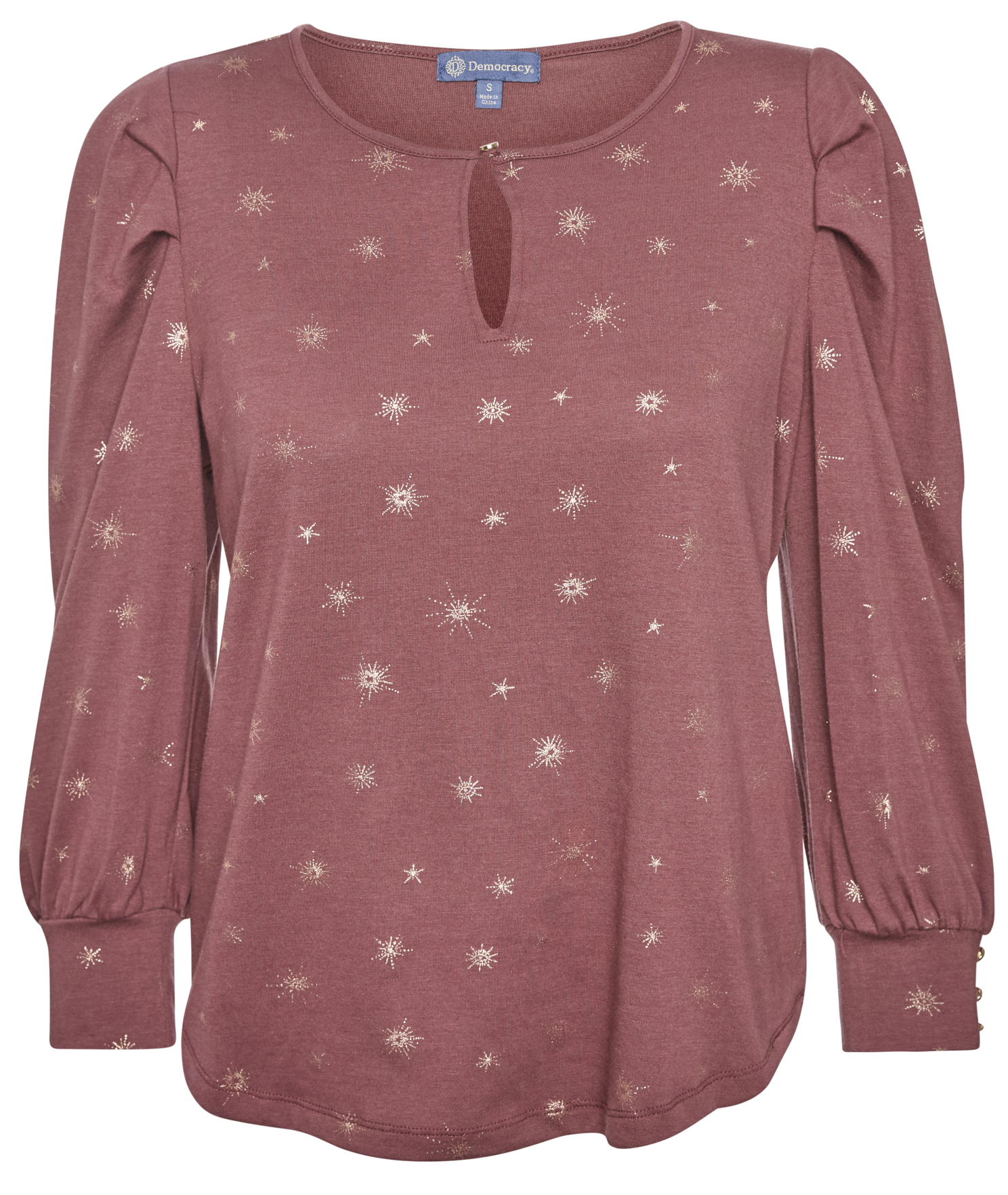 Democracy Front Keyhole Foil Print Top