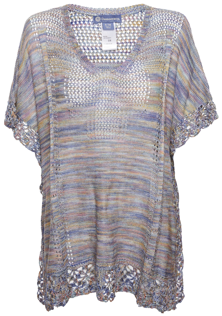 Democracy V Neck Crochet Poncho