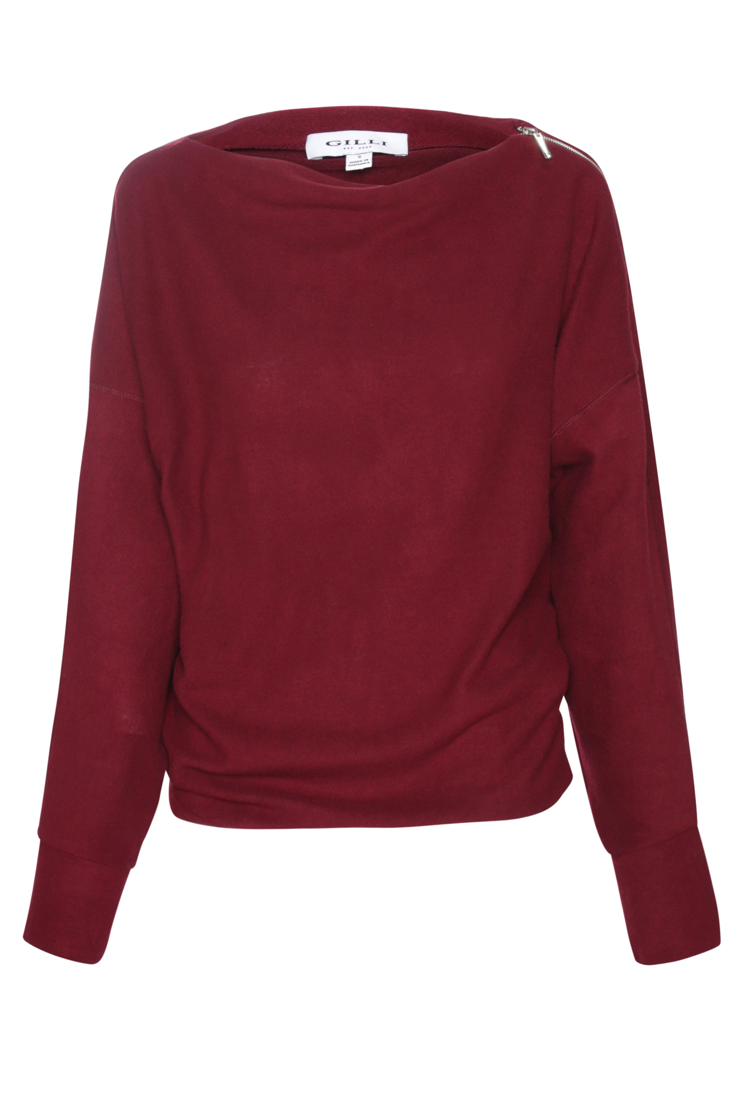 Katie Zipped Boat Neck Long Sleeve Top
