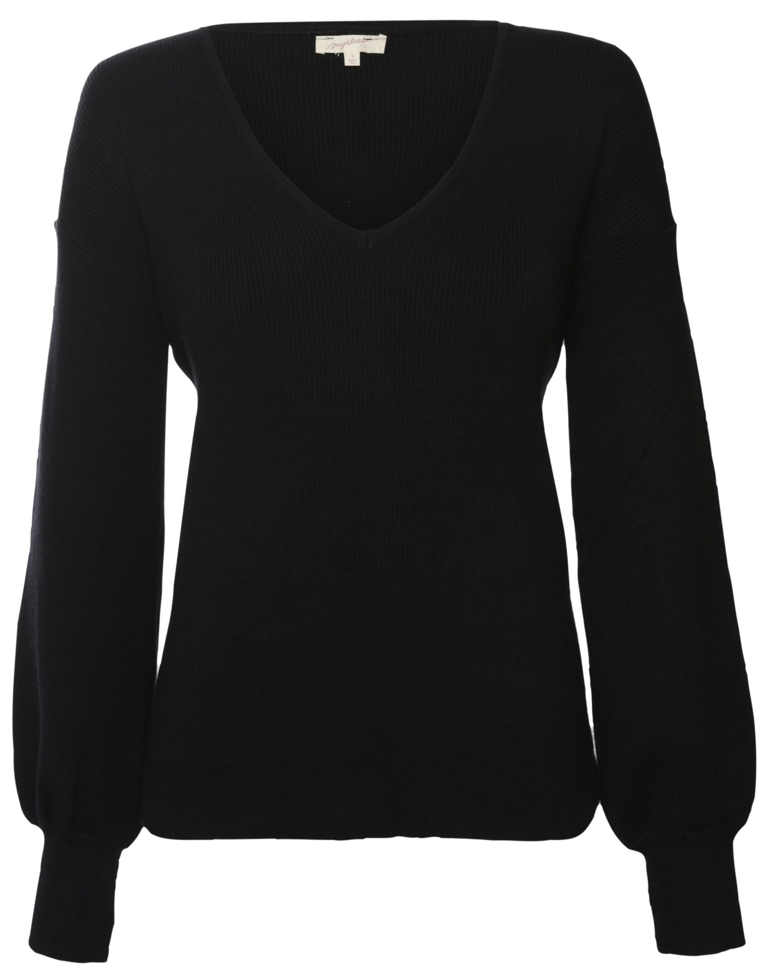 V-Neck Balloon Sleeve Sweater