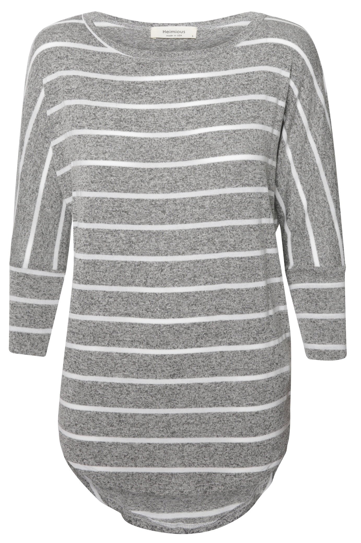 3/4 Sleeve Striped Hacci