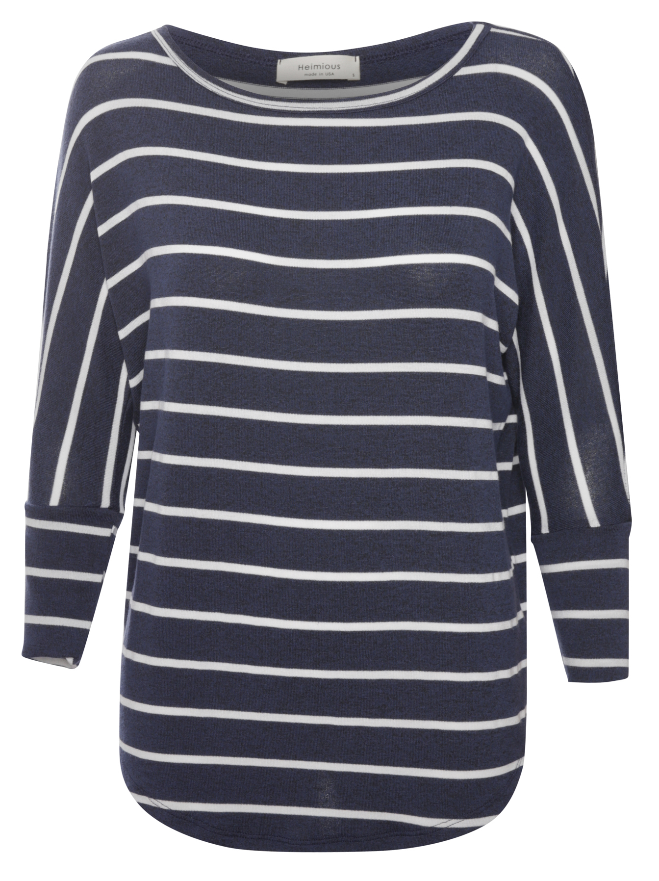 3/4 Sleeve Striped Hacci