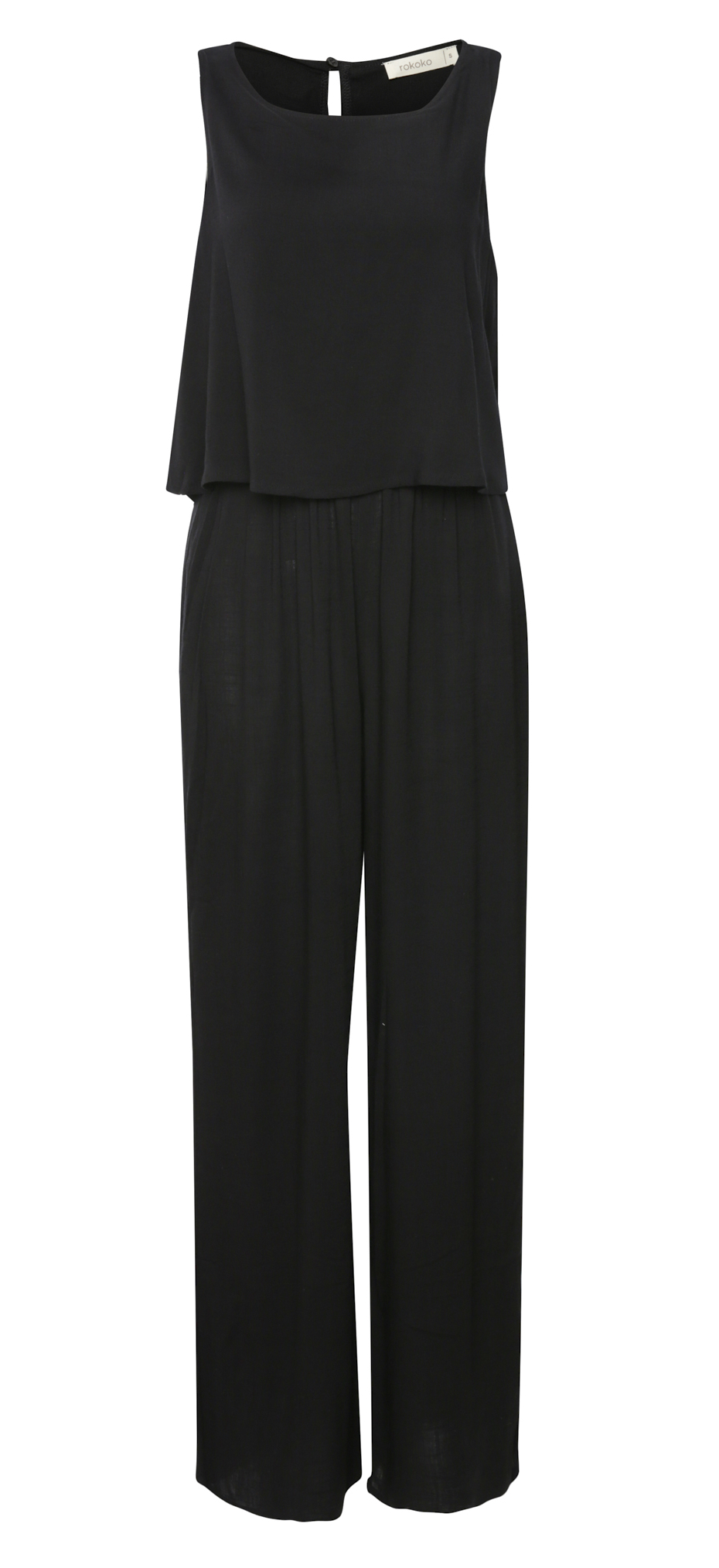 Solid Stretch Linen Sleeveless Jumpsuit