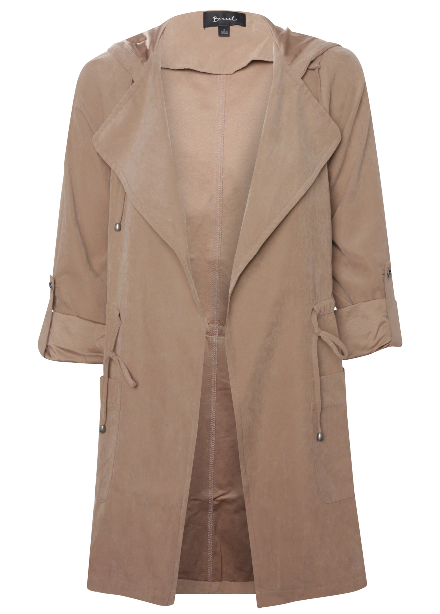 Long Hooded Peach Skin Jacket