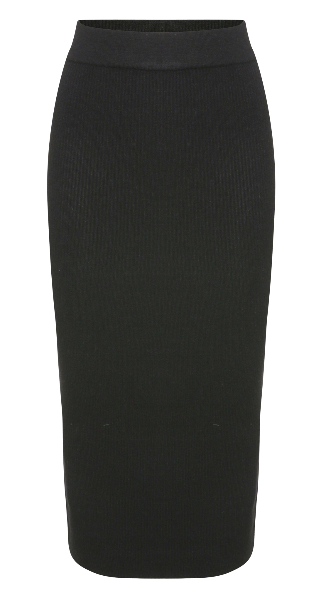 Back Slit Ribbed Bodycon Skirt