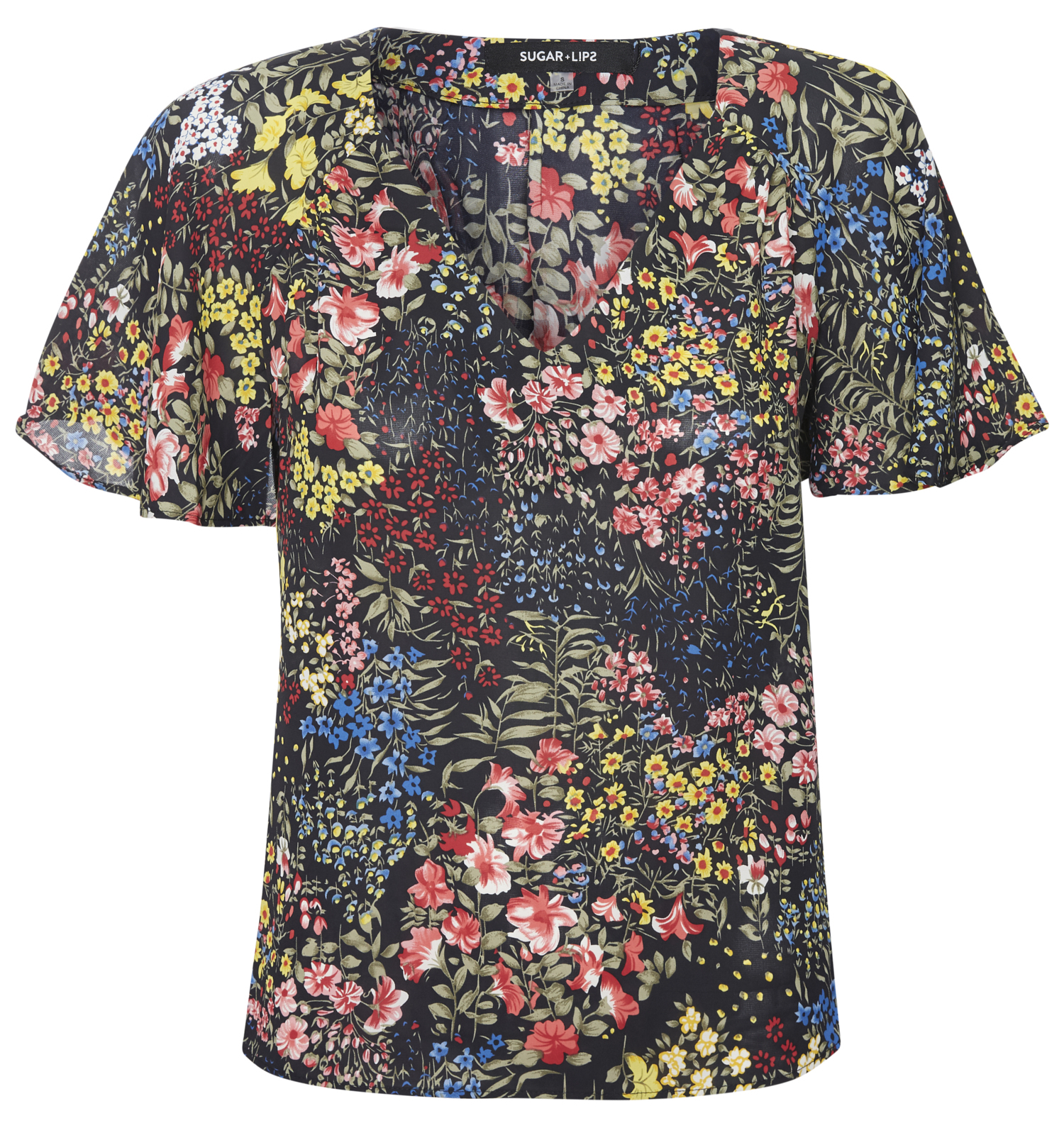 Short Sleeve Floral V-Neck