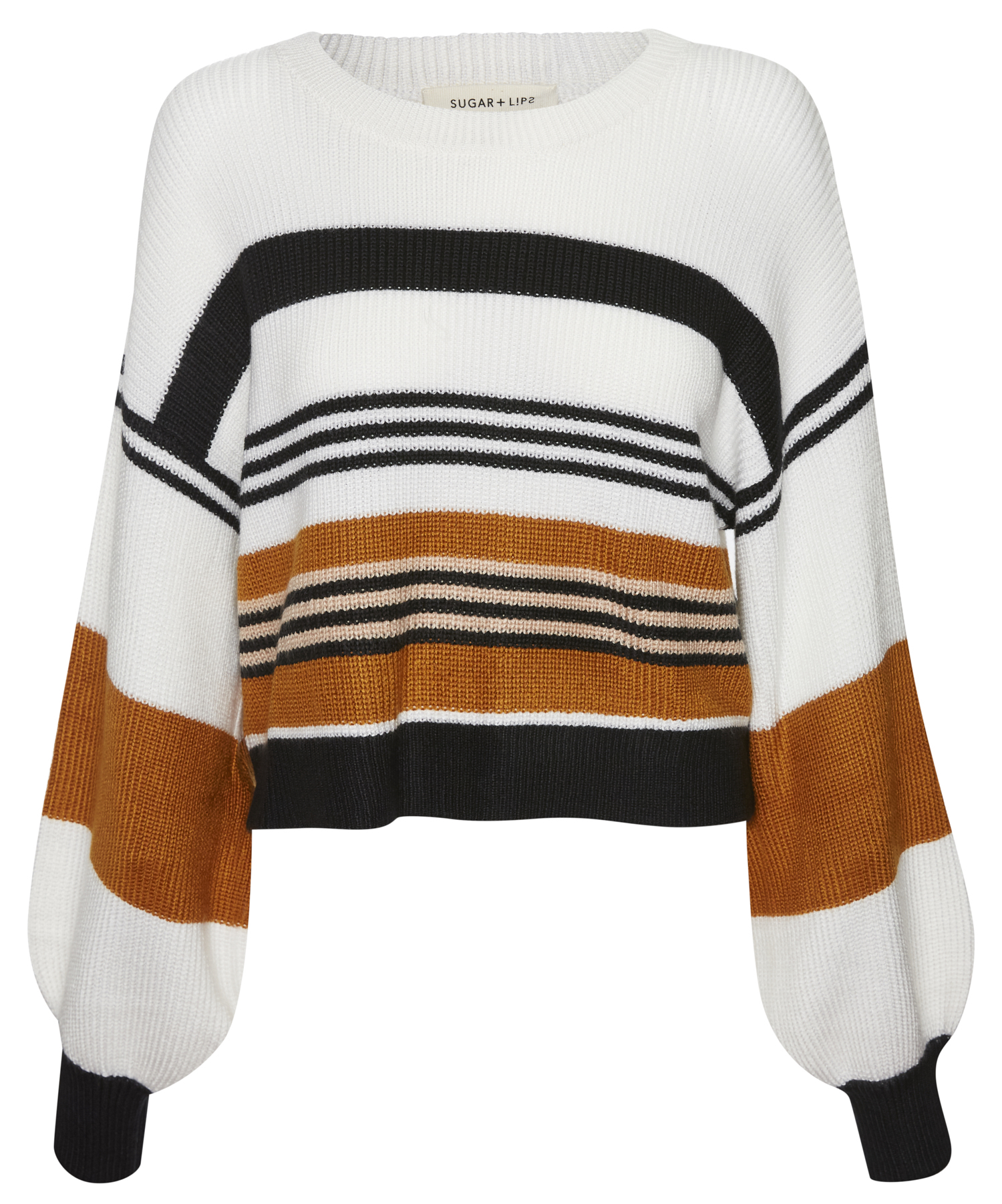 Striped Balloon Sleeve Sweater