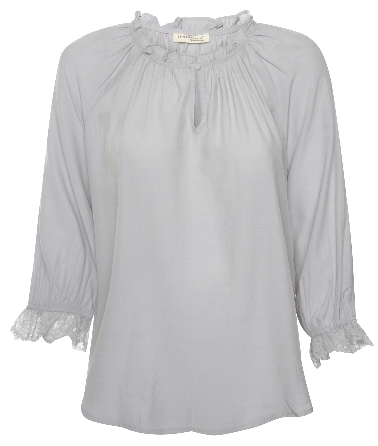 Ruffle Split Neck