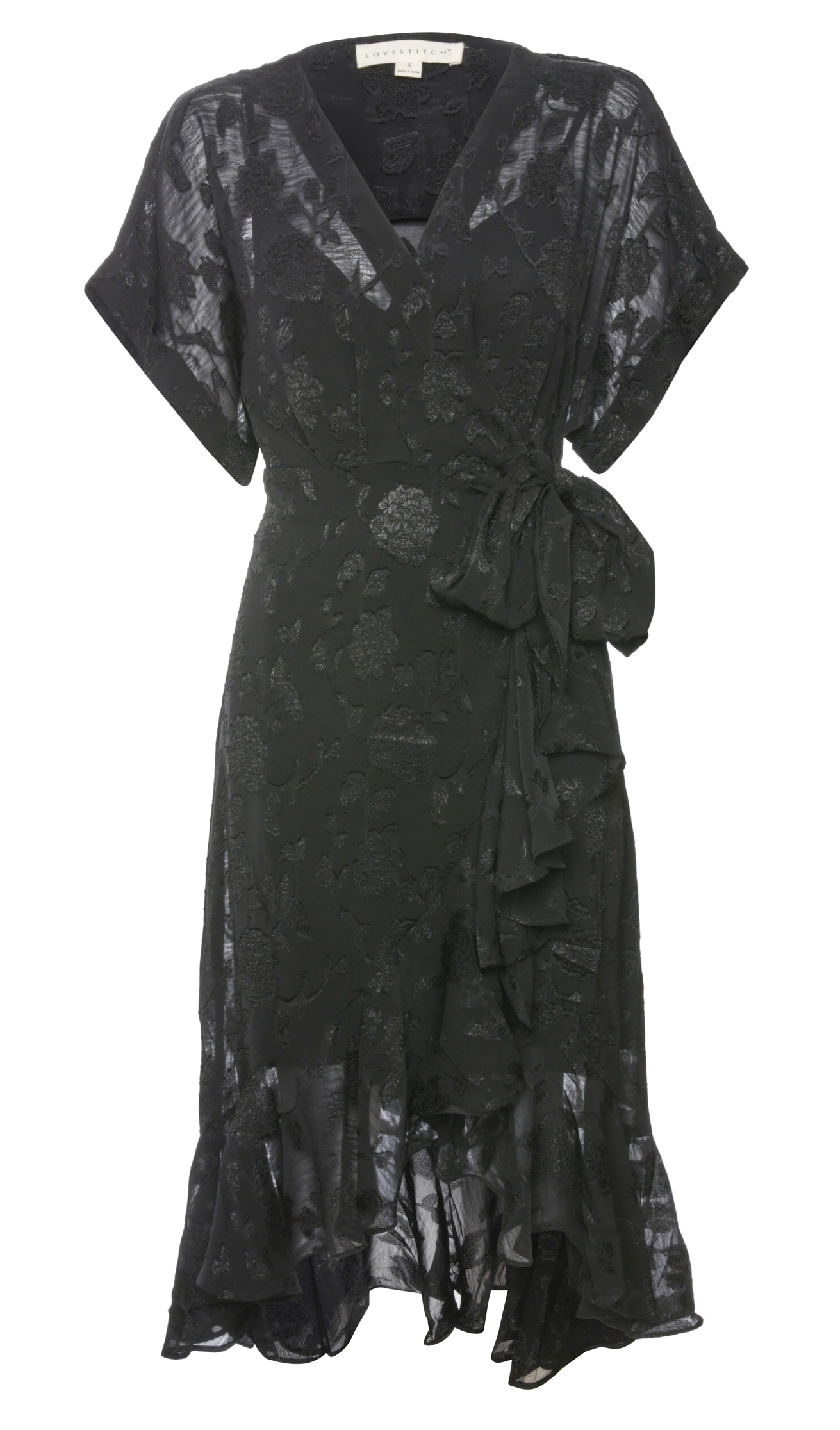 Floral Burnout Wrap Dress