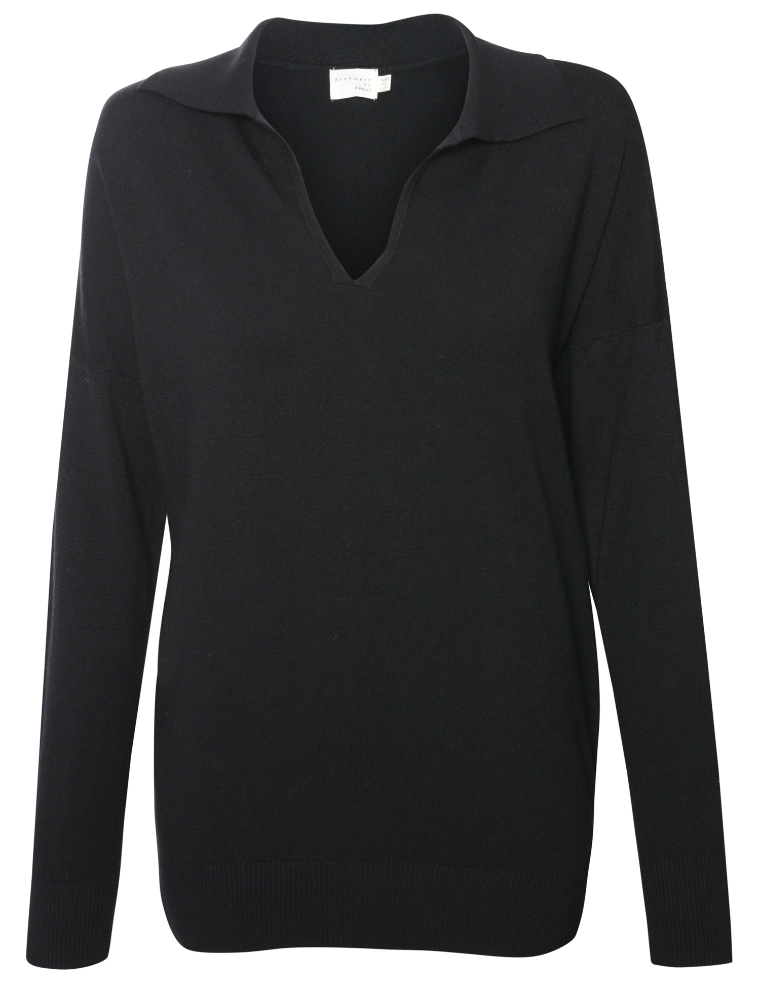 Collared V-Neck Long Sleeve