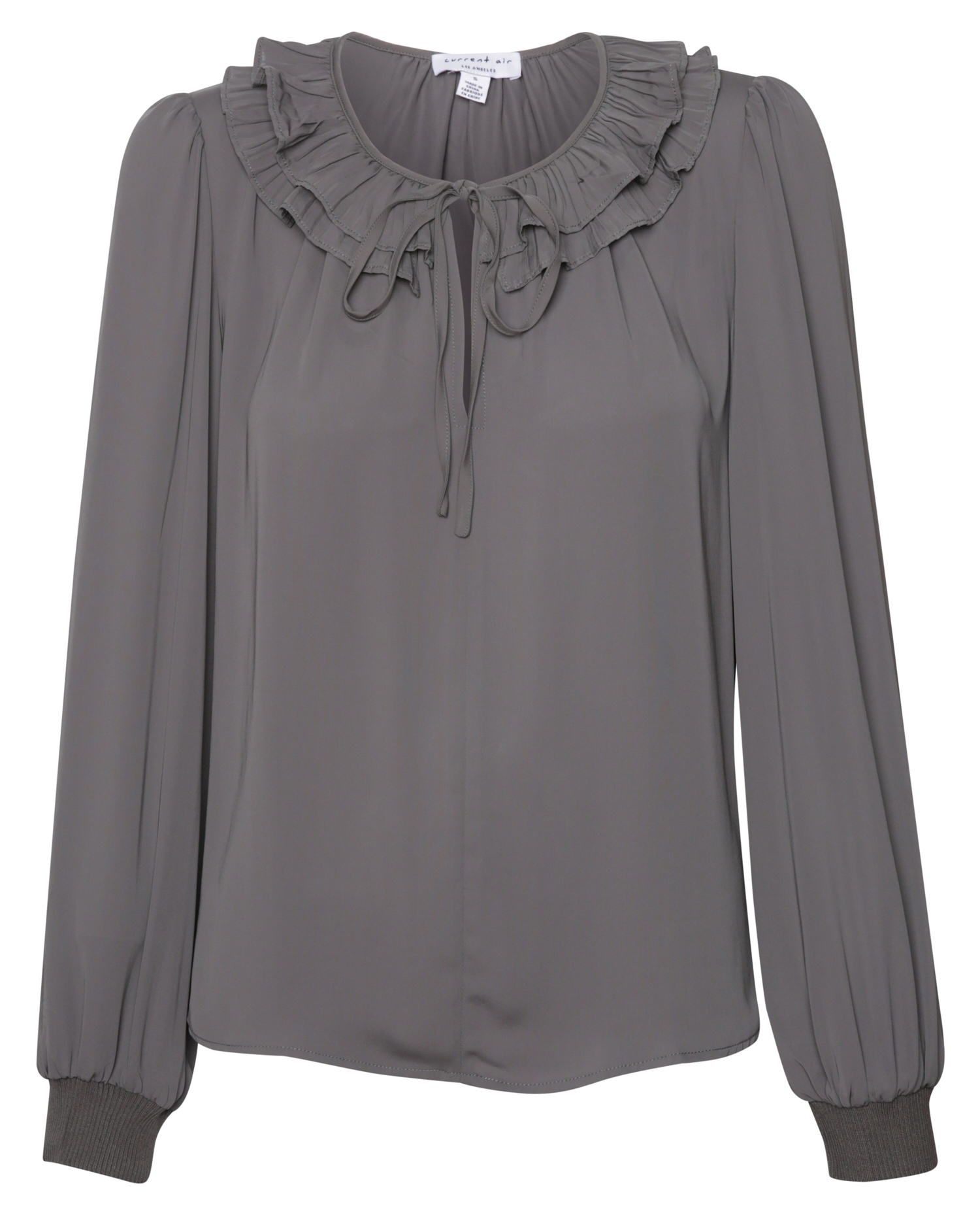 Ruffle Detail Split Neck