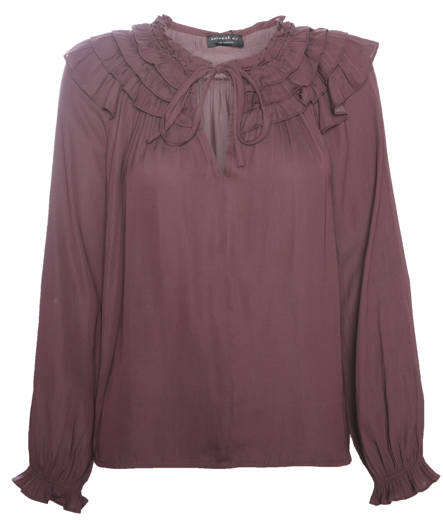 Split Neck Ruffled Tier Top