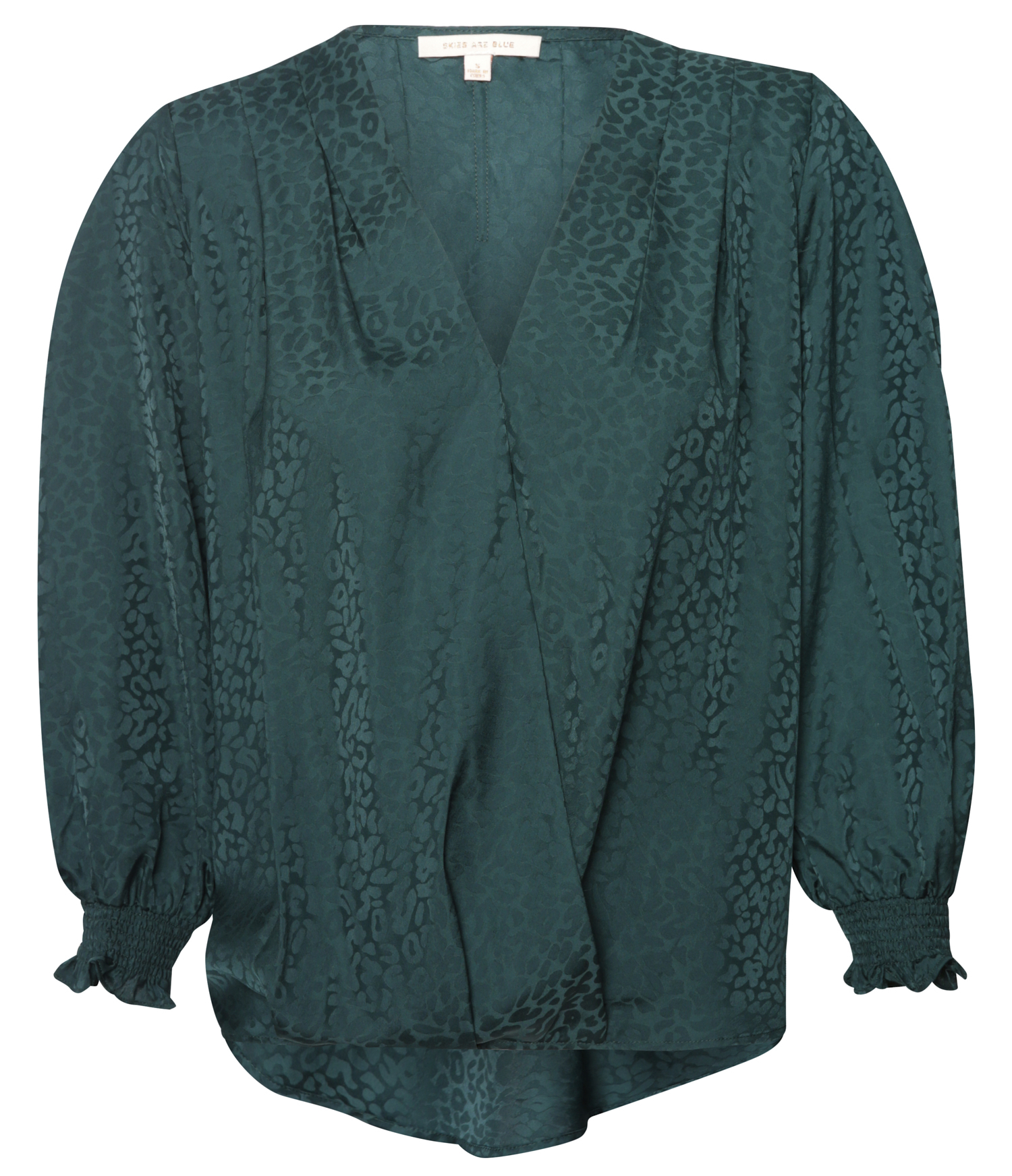 Skies are Blue Jacquard 3/4 Sleeve Surplice Top