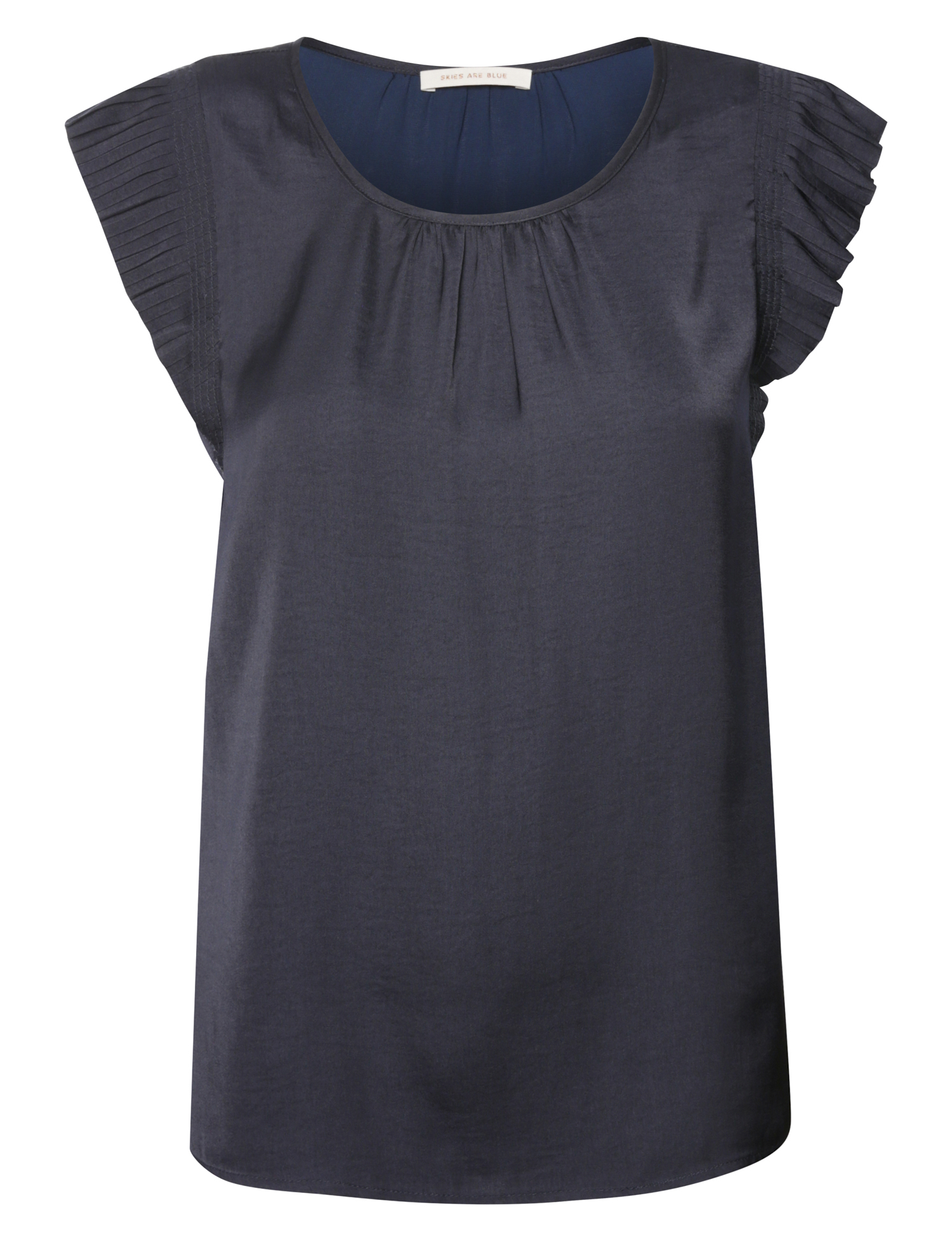 Skies are Blue Pleated Short Sleeve Top