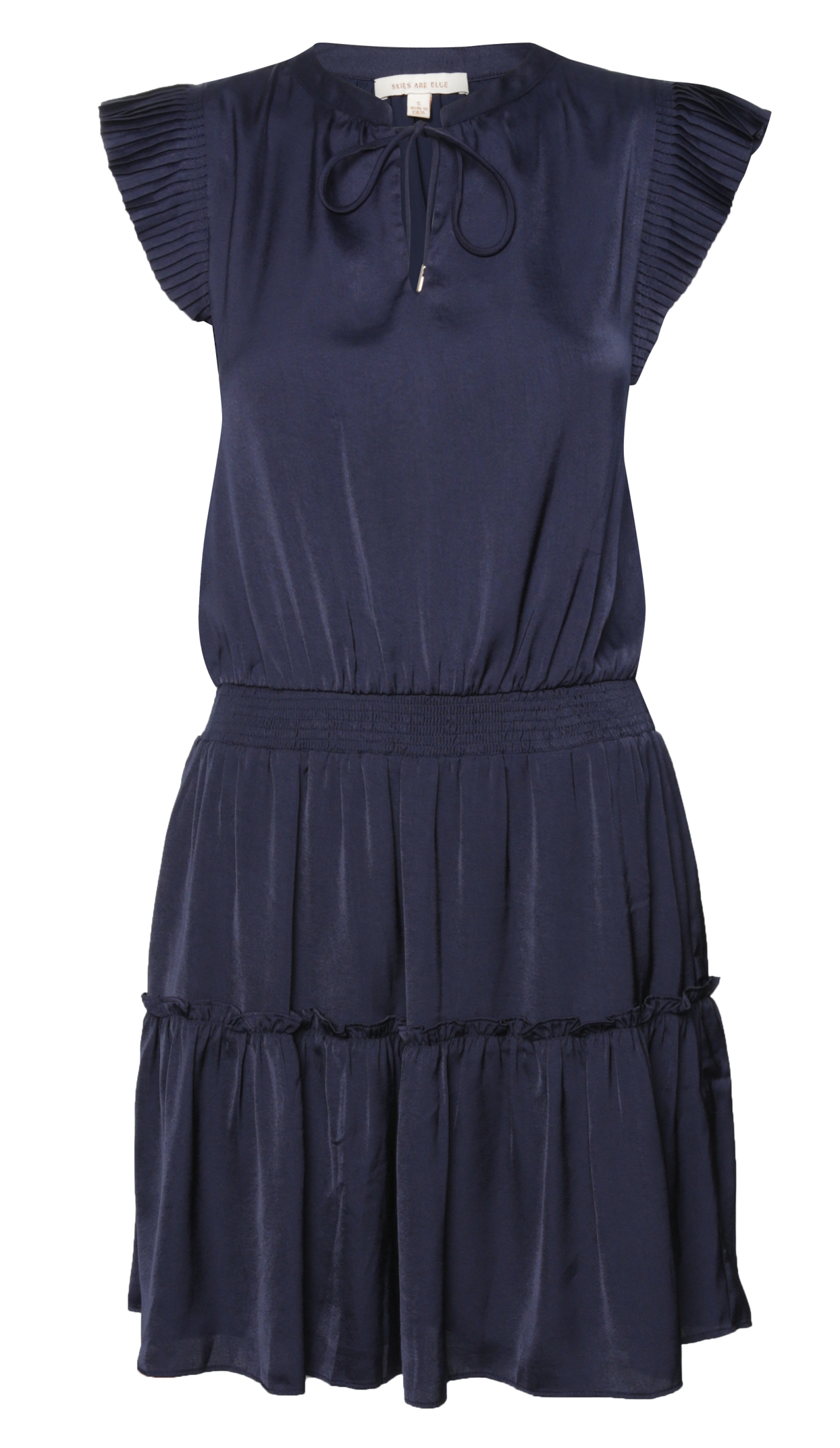 Skies are Blue Pleated Short Sleeve Dress