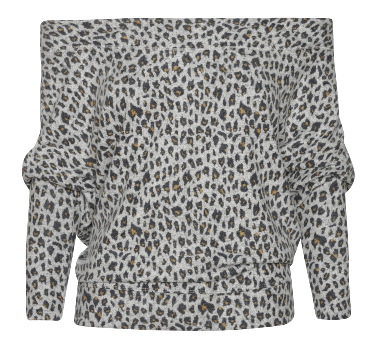 Leopard Print Off-the-Shoulder Pullover