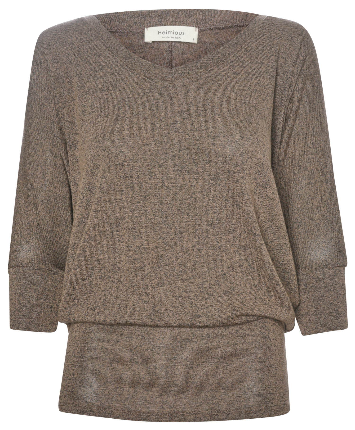 Nadia Quarter Sleeve Dolman V-Neck Hacci Top