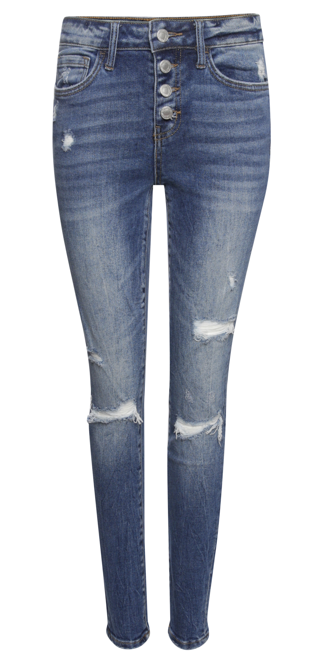 Mid Rise Distressed Denim