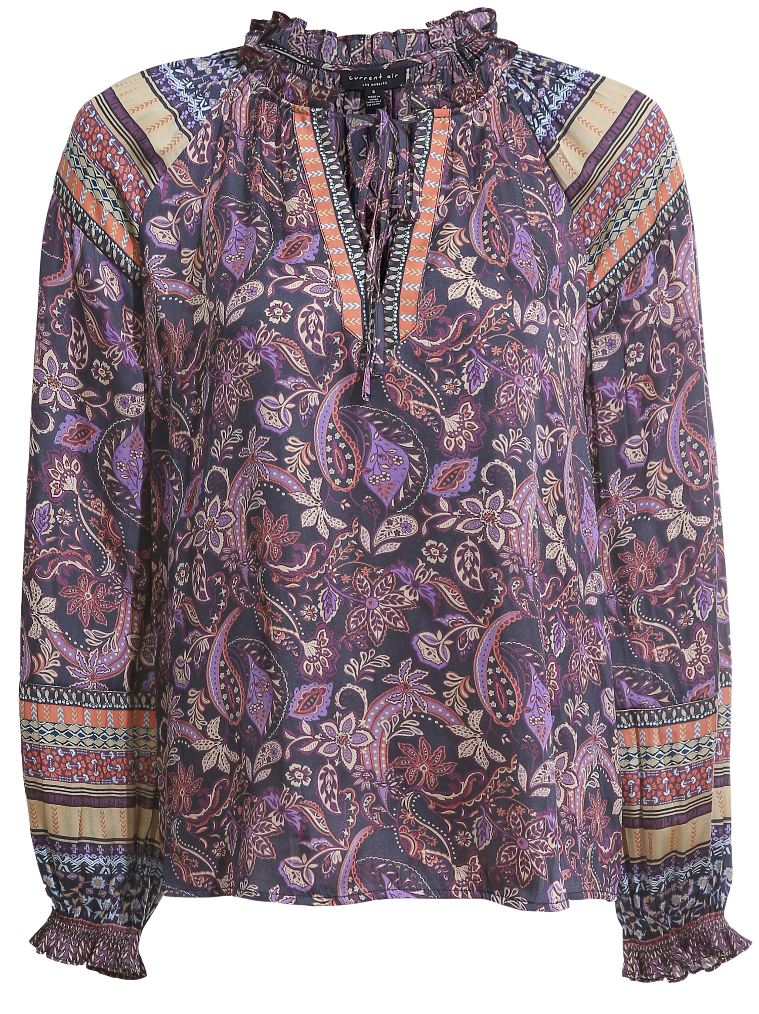 Split Neck Long Sleeve Top
