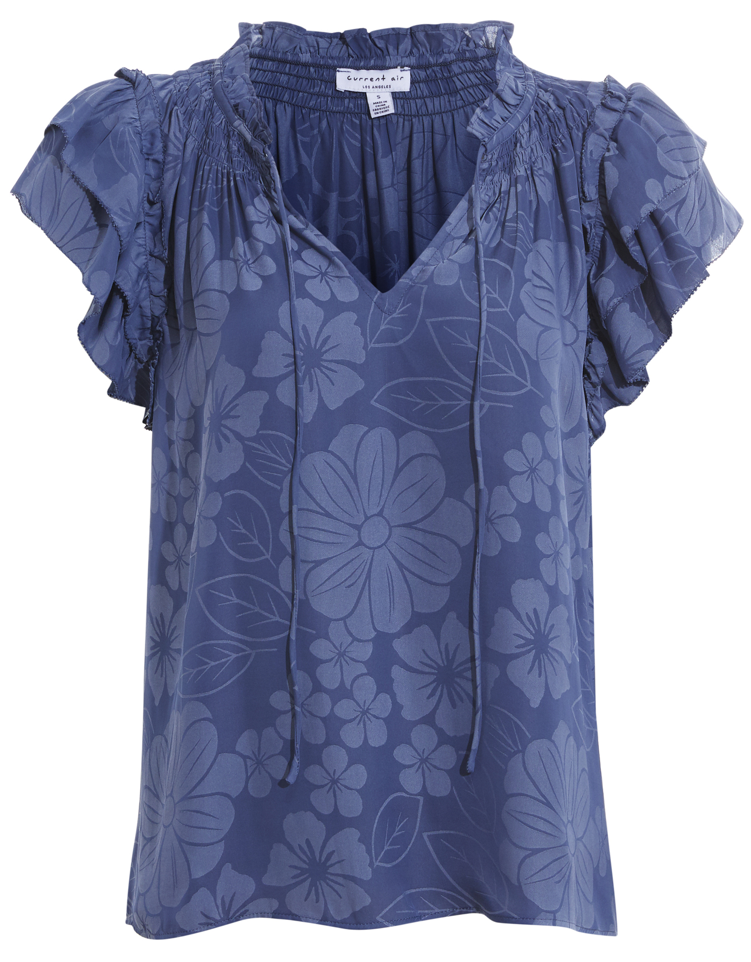 Split Neck Tiered Sleeve Blouse