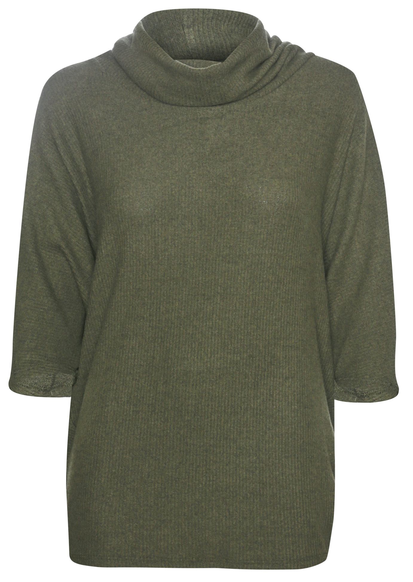Cowl Neck 3/4 Sleeve Brushed Top