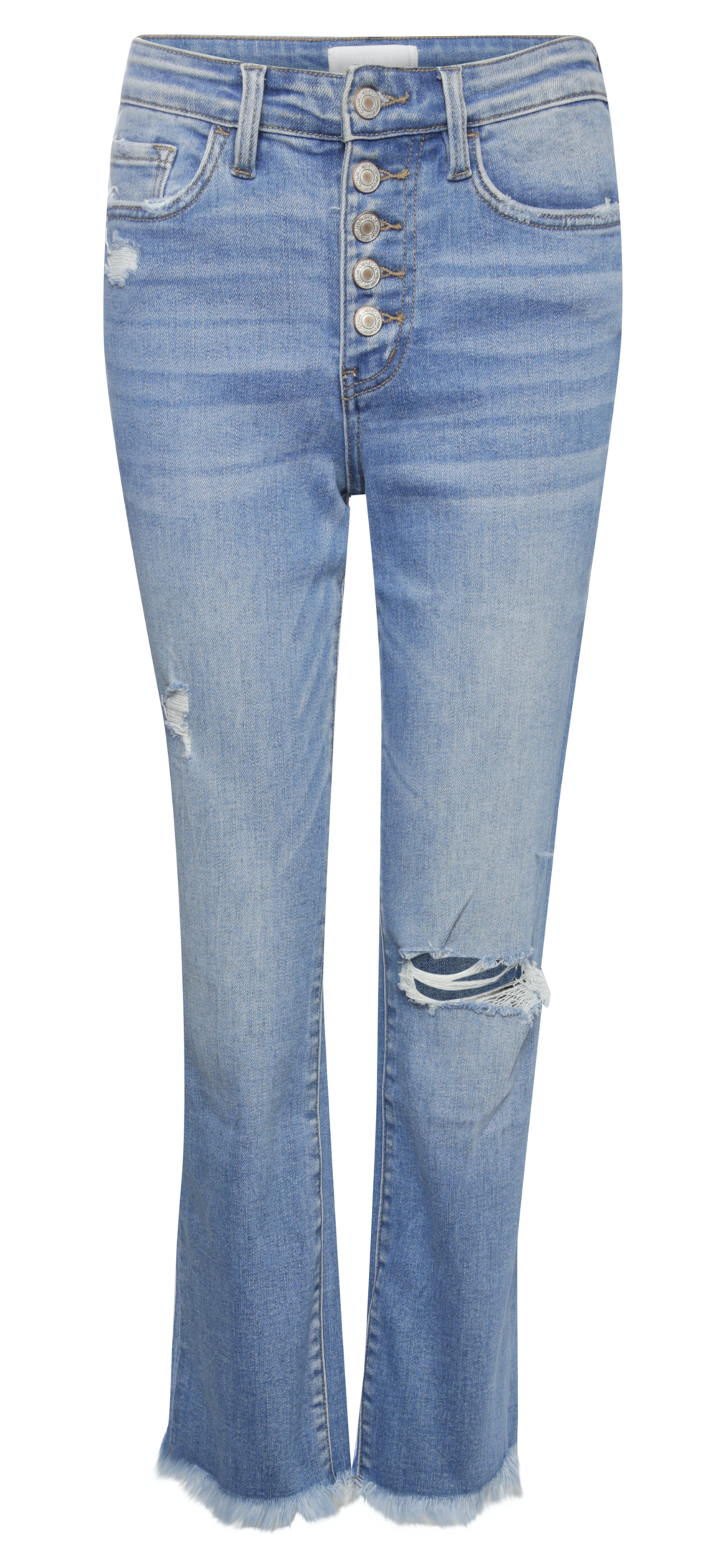 Exposed Button Fly Kick Flare