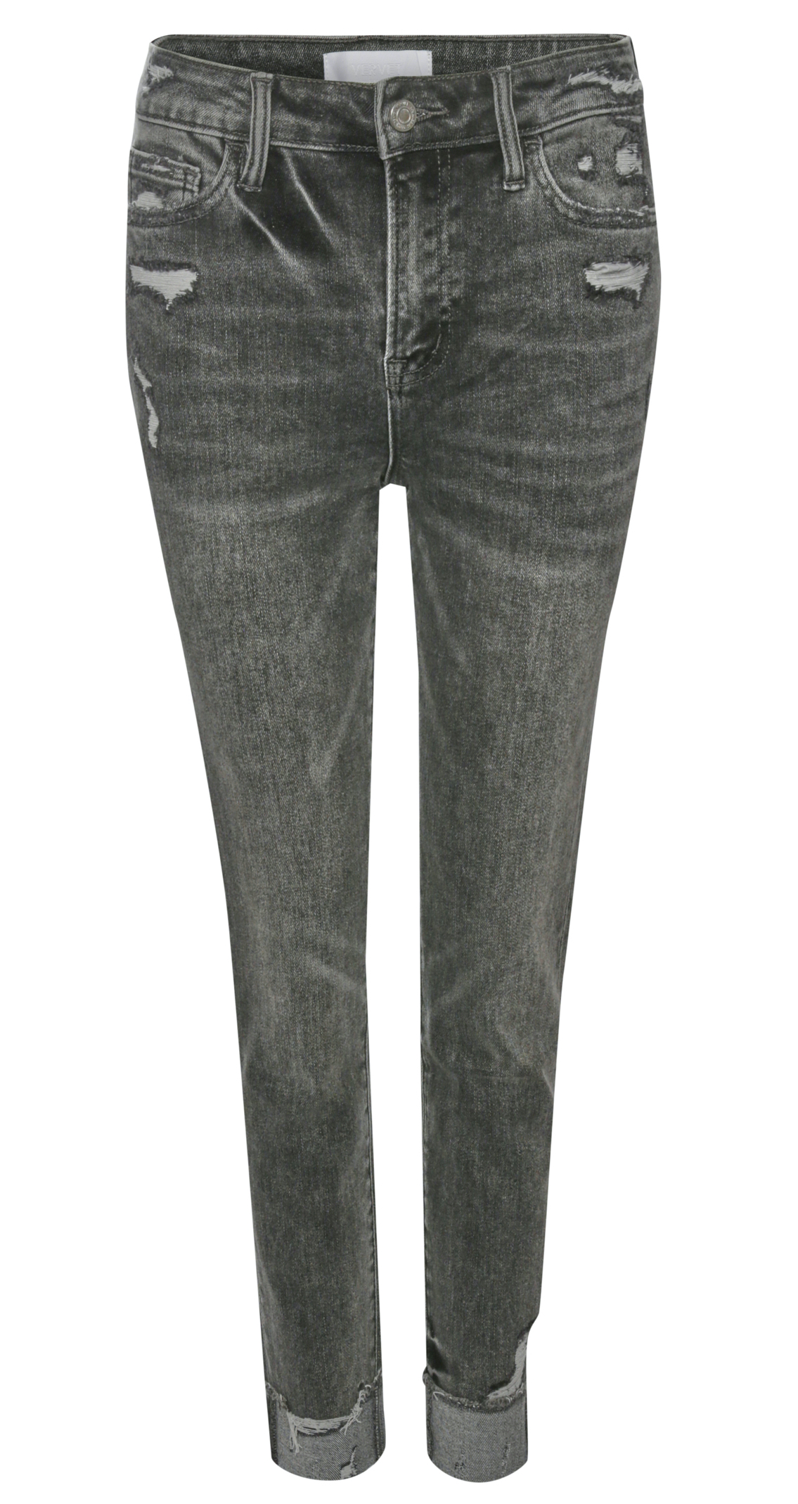 High Rise Crop With Cuff Denim