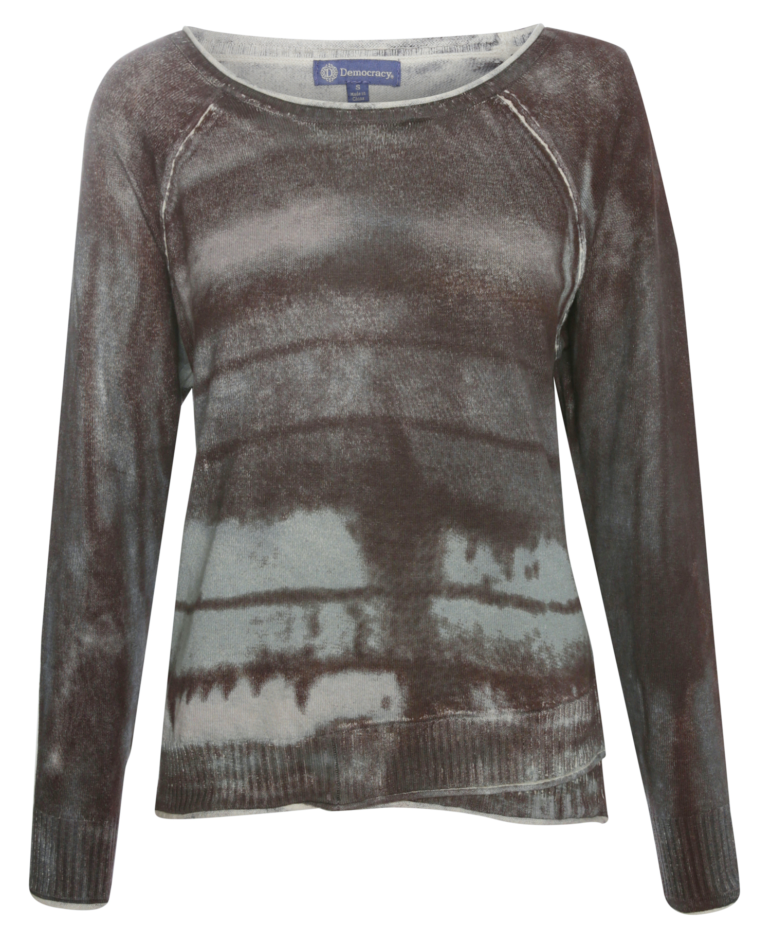 Democracy Long Sleeve Double Layer Front Hem Sweater