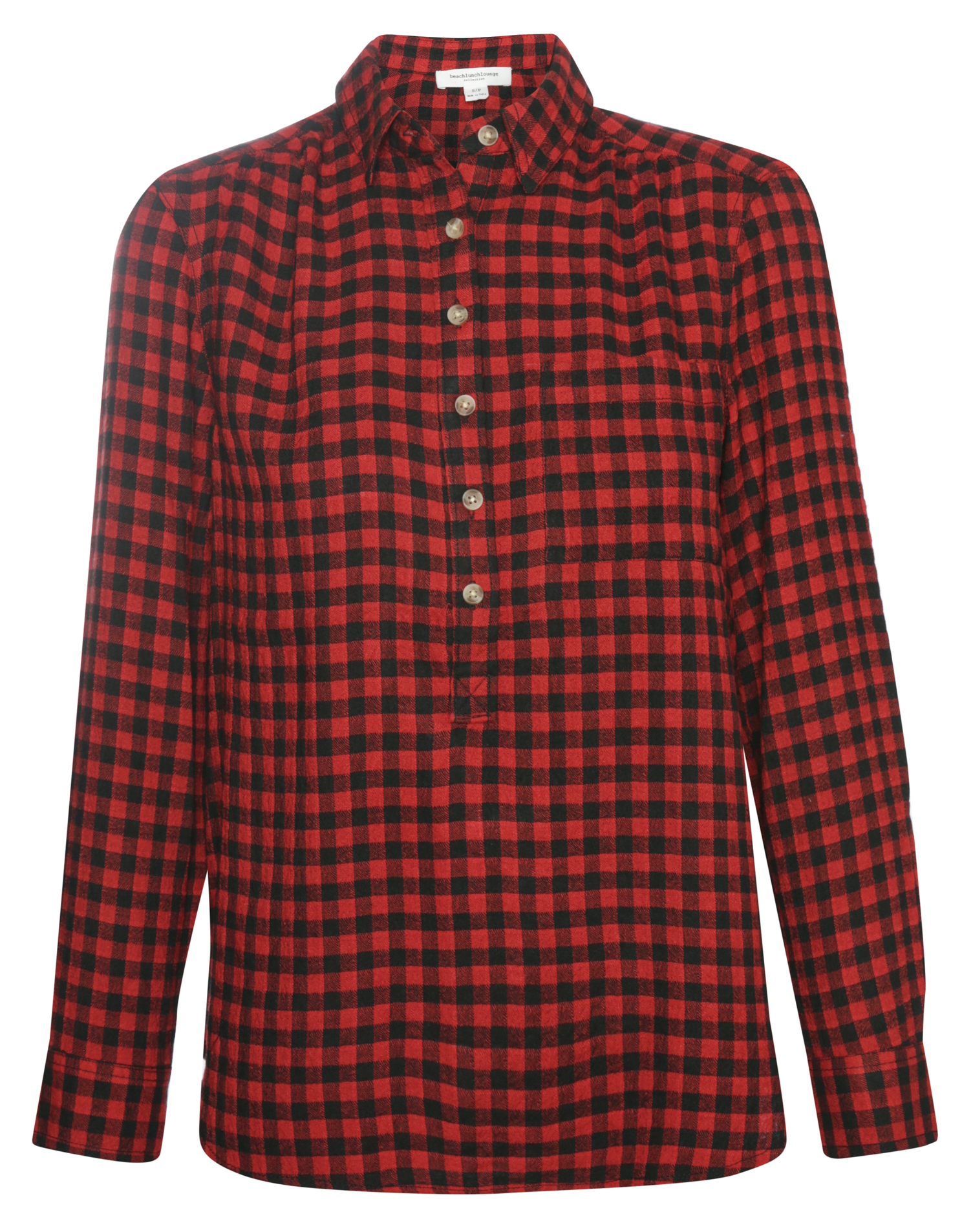 Beach Lunch Lounge Half-Placket Plaid Top