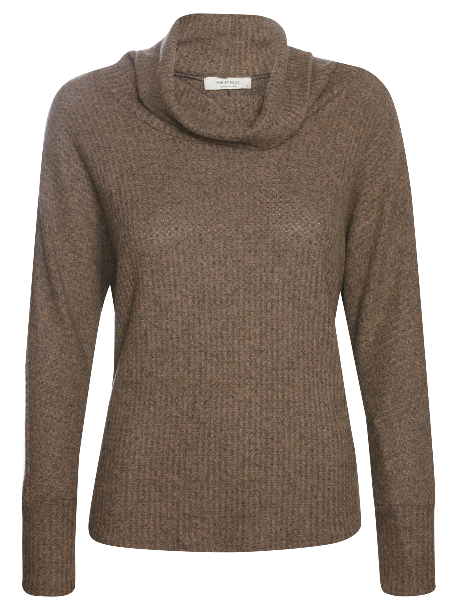 Cowl Neck Brushed Waffle Knit Top