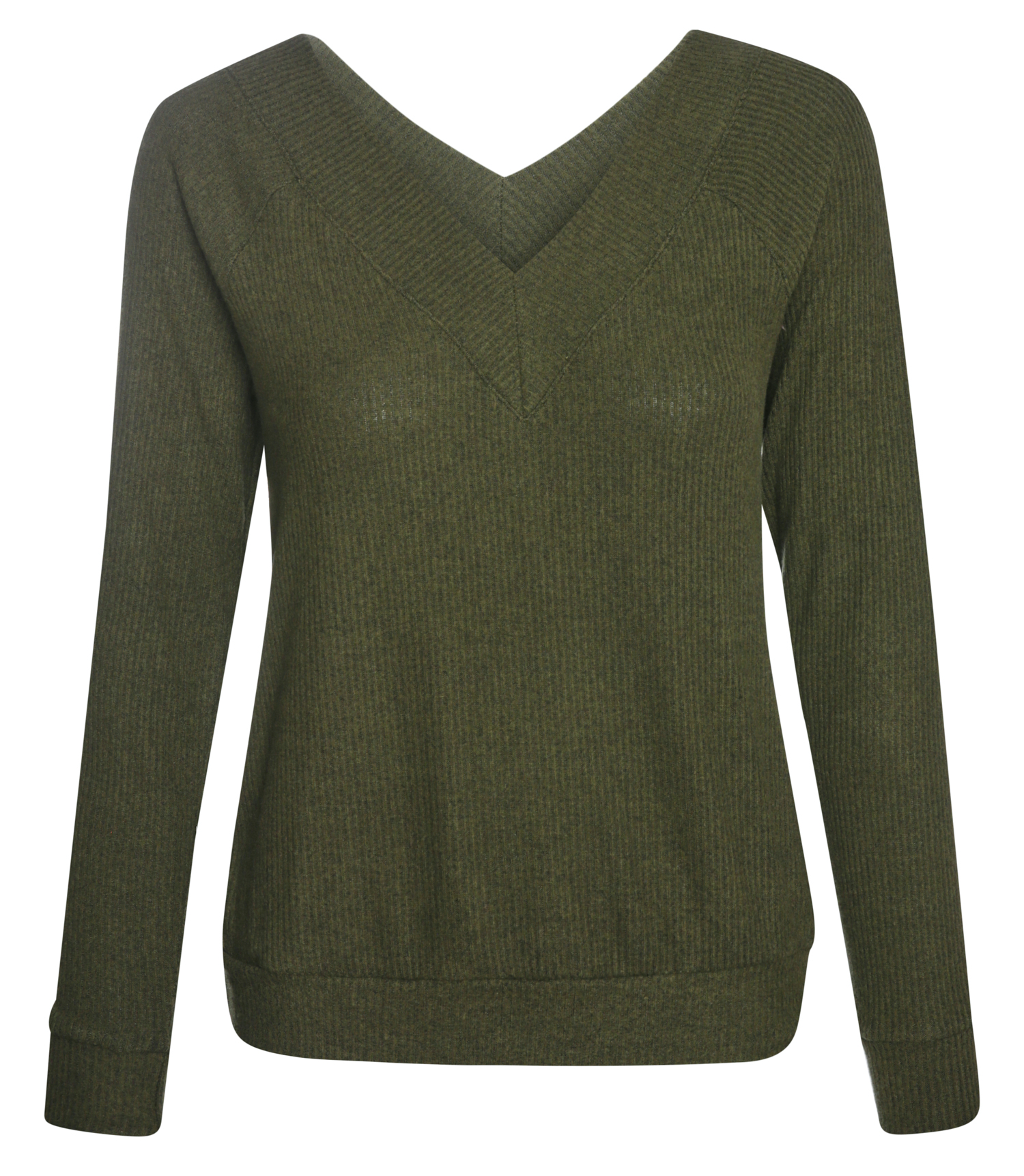 Ribbed V-Front Brushed Top