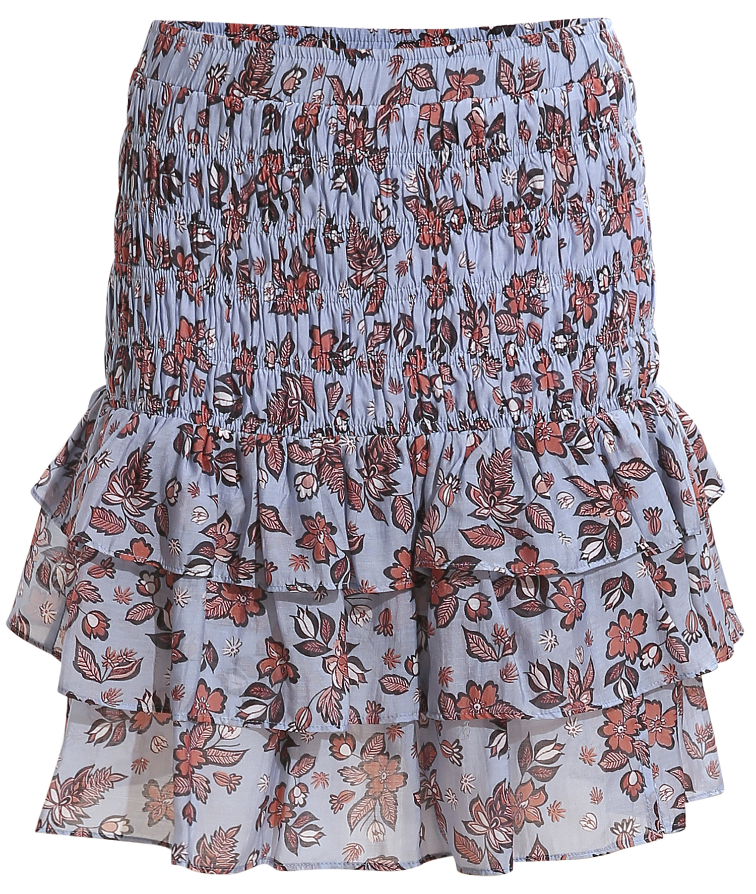 Smocked Printed Mini Skirt