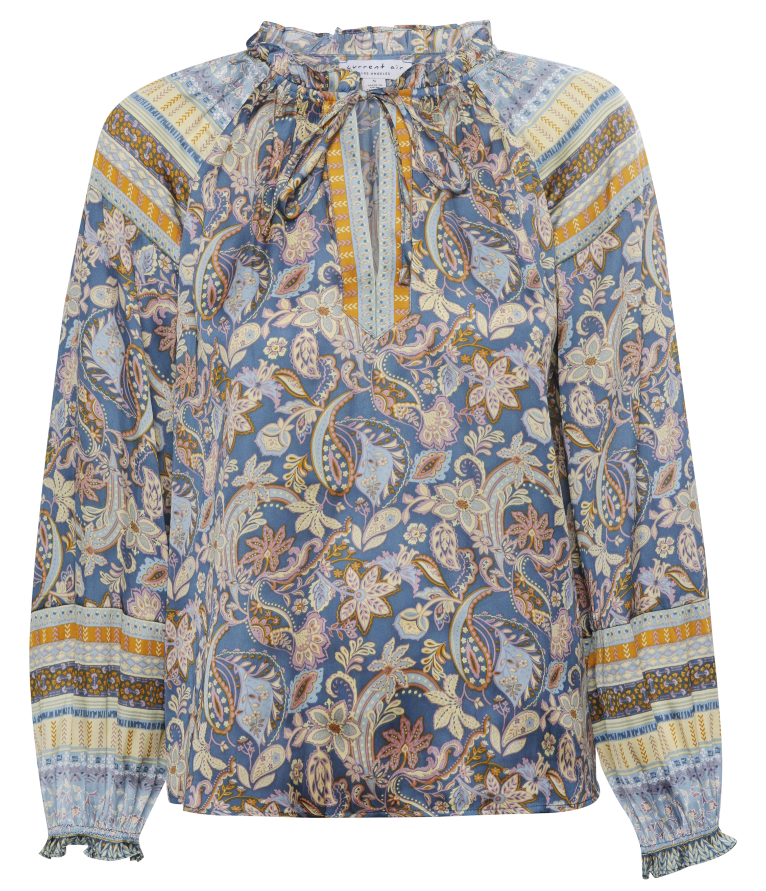 Split Neck Long Sleeve Top