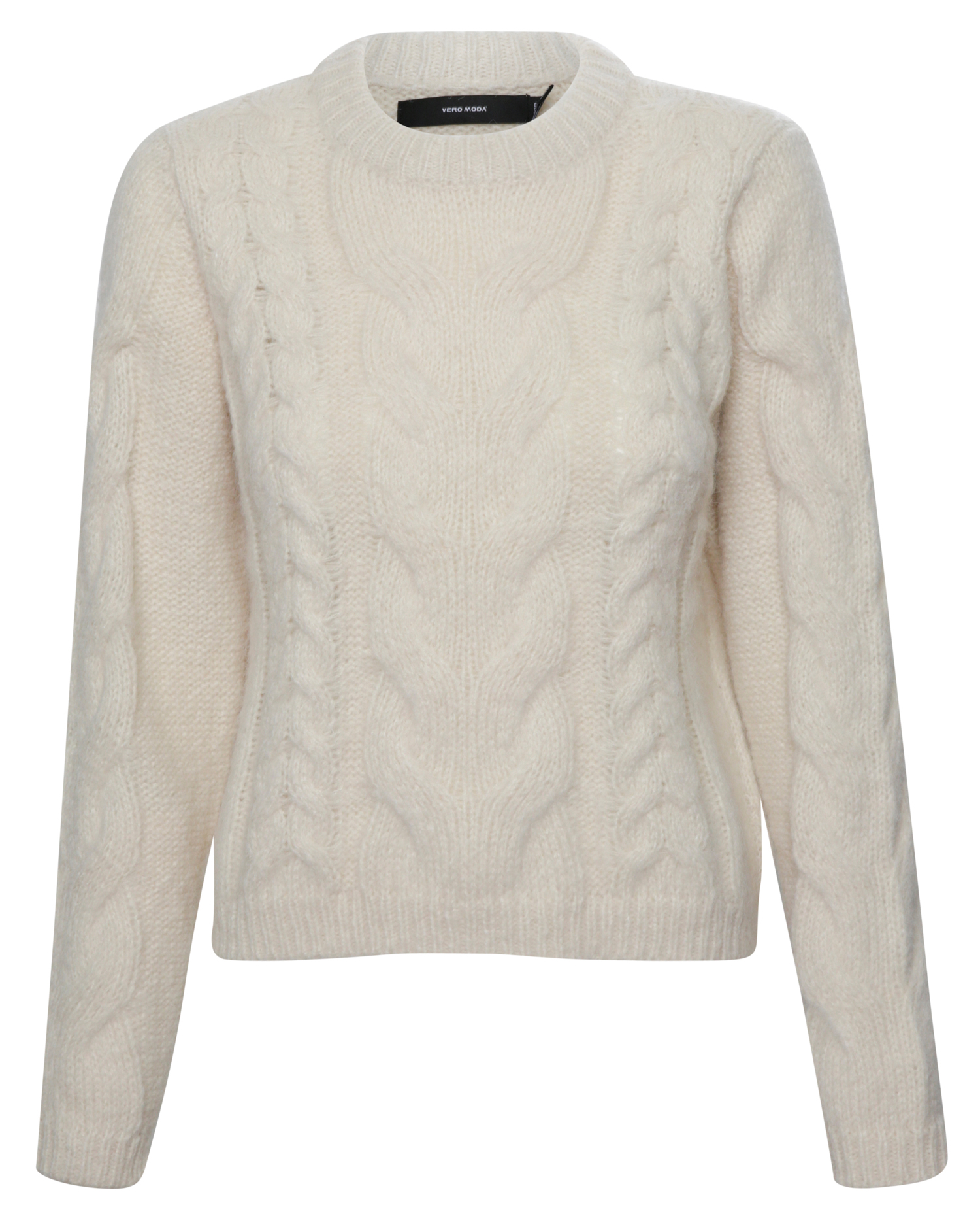 Round Neck Cable Knit Sweater