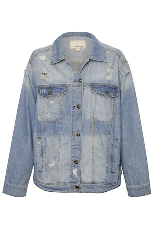 Sneak Peek Oversized Distressed Denim Jacket